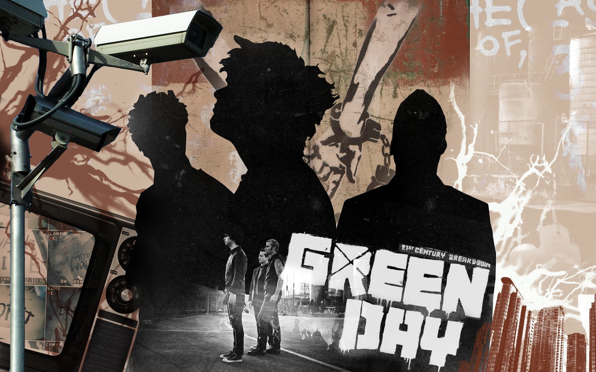 alternative, wall, group, graffiti, art and craft, indoors, punk, leisure activity, day, green, wall - building feature, 21st Century Breakdown, HD Wallpaper
