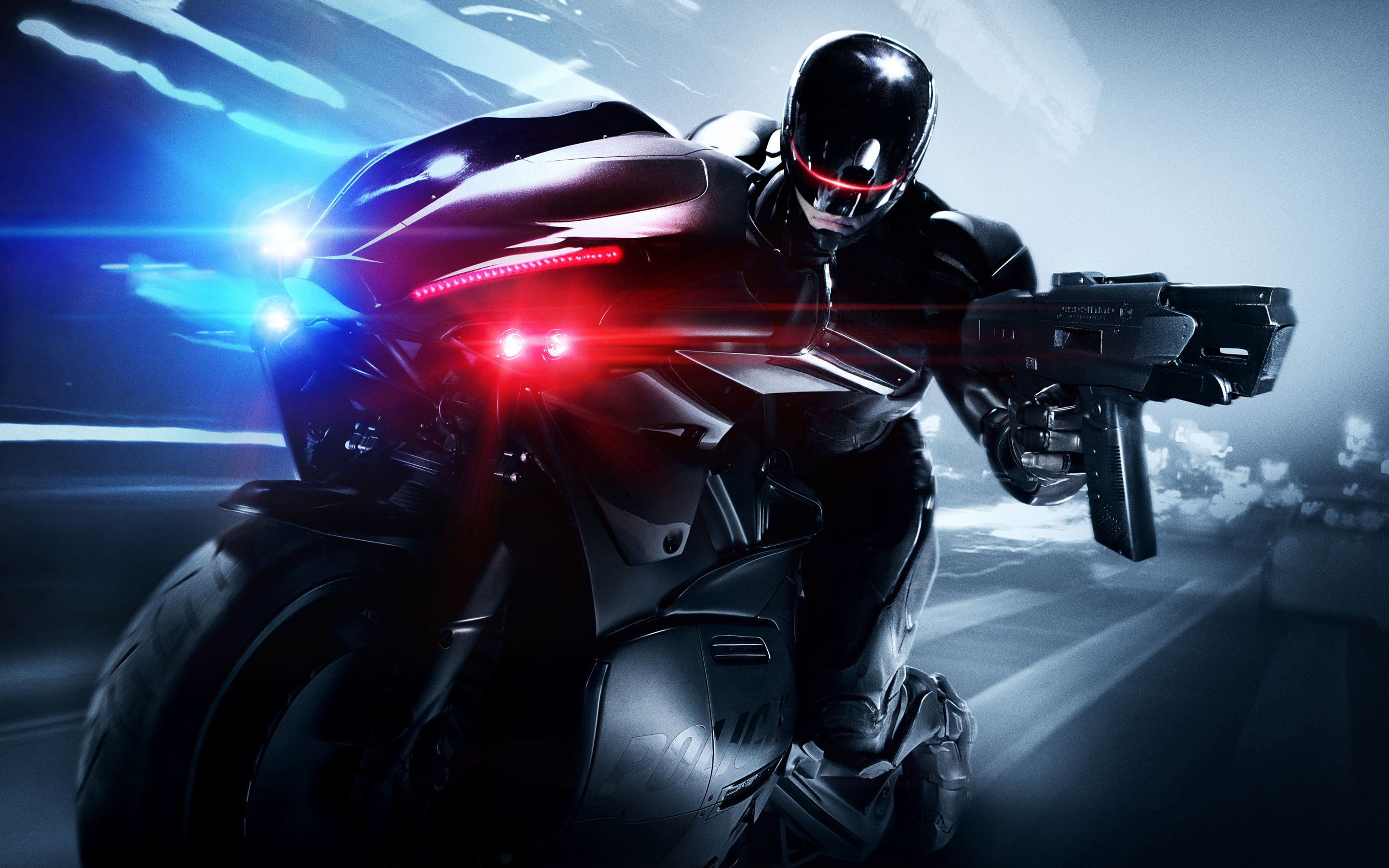 Robo, 2014, RoboCop, Joel Kinnaman, Bike, 2K, Cop, Movie, HD Wallpaper
