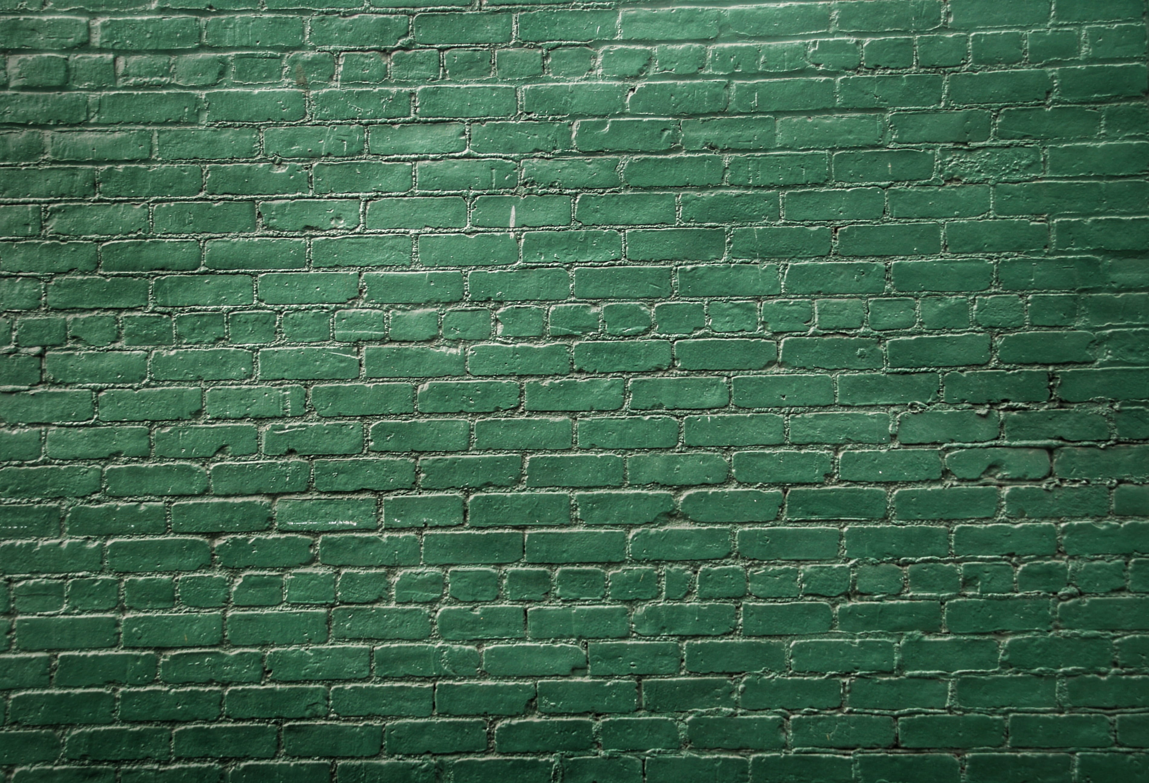  brickwall, green color, wall, outdoors, background, green, textured, wall - building feature, no people, repetition, brick, painted, HD Wallpaper
