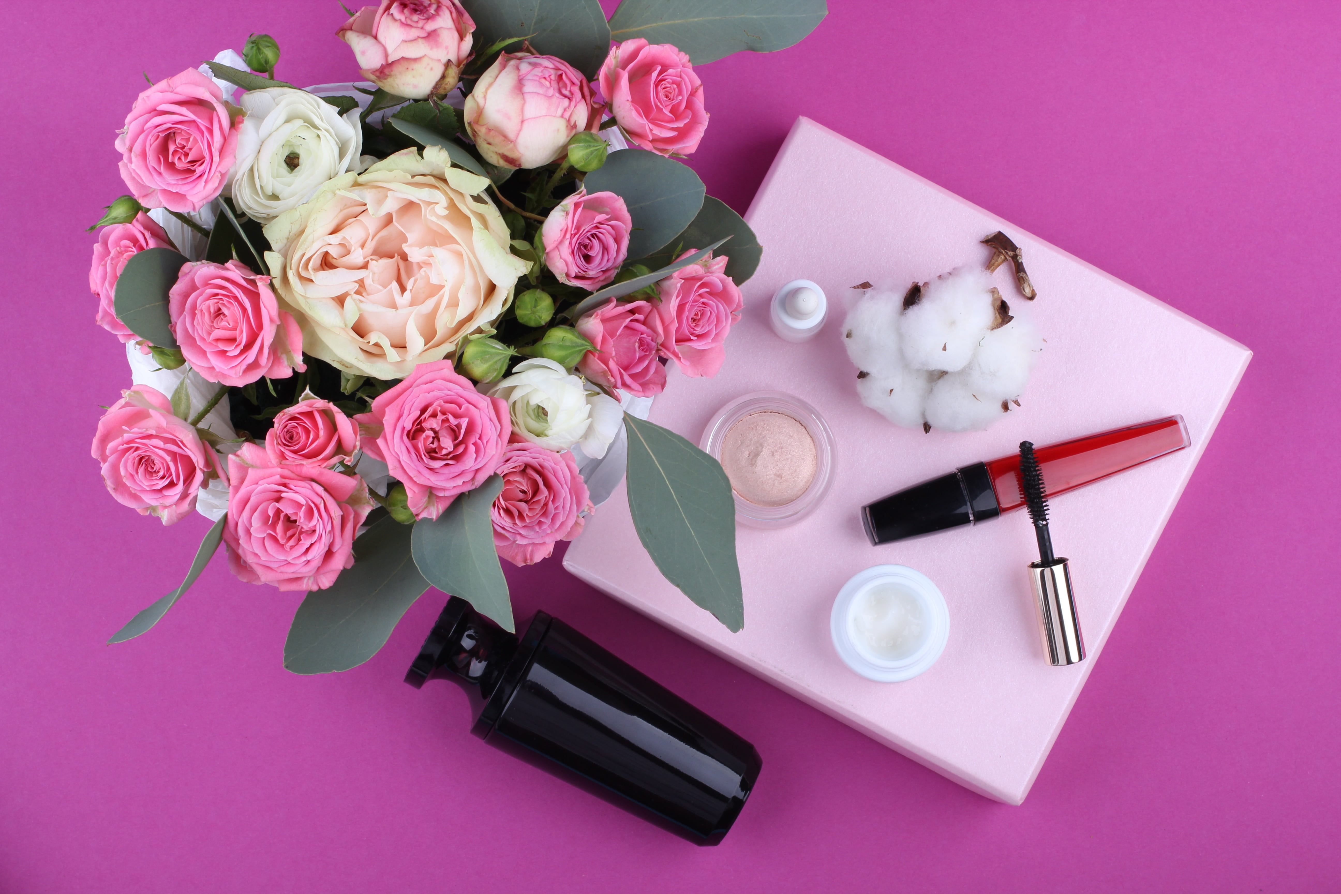 skin, silk, face, rose, flower, studio shot, 5K, pink, container, product, beauty in nature, yellow, colored background, body, petal, cream, directly above, HD Wallpaper