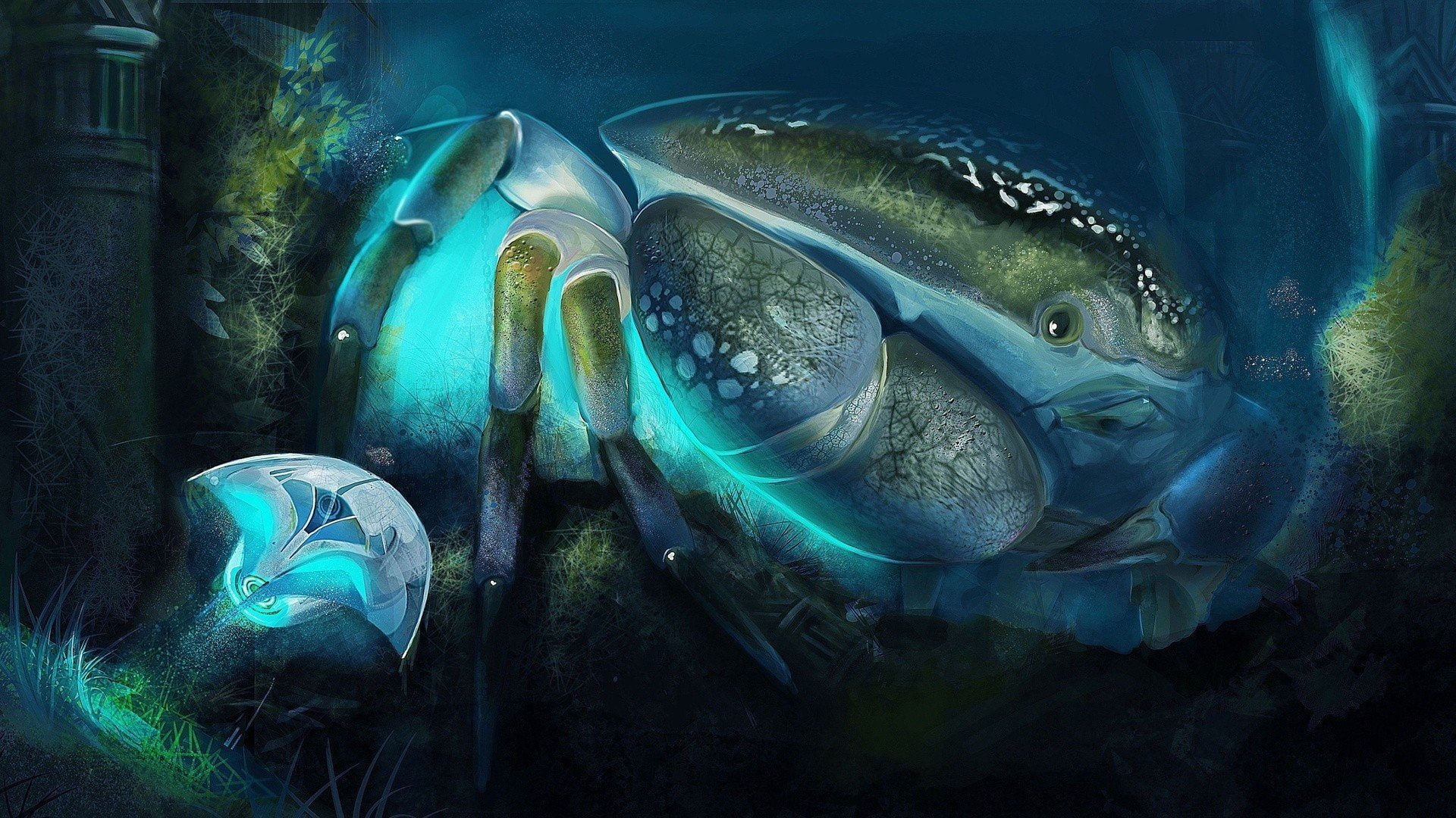 cancer, fantasy, sci fi, underwater, crab, zodiac, 1080P, HD Wallpaper