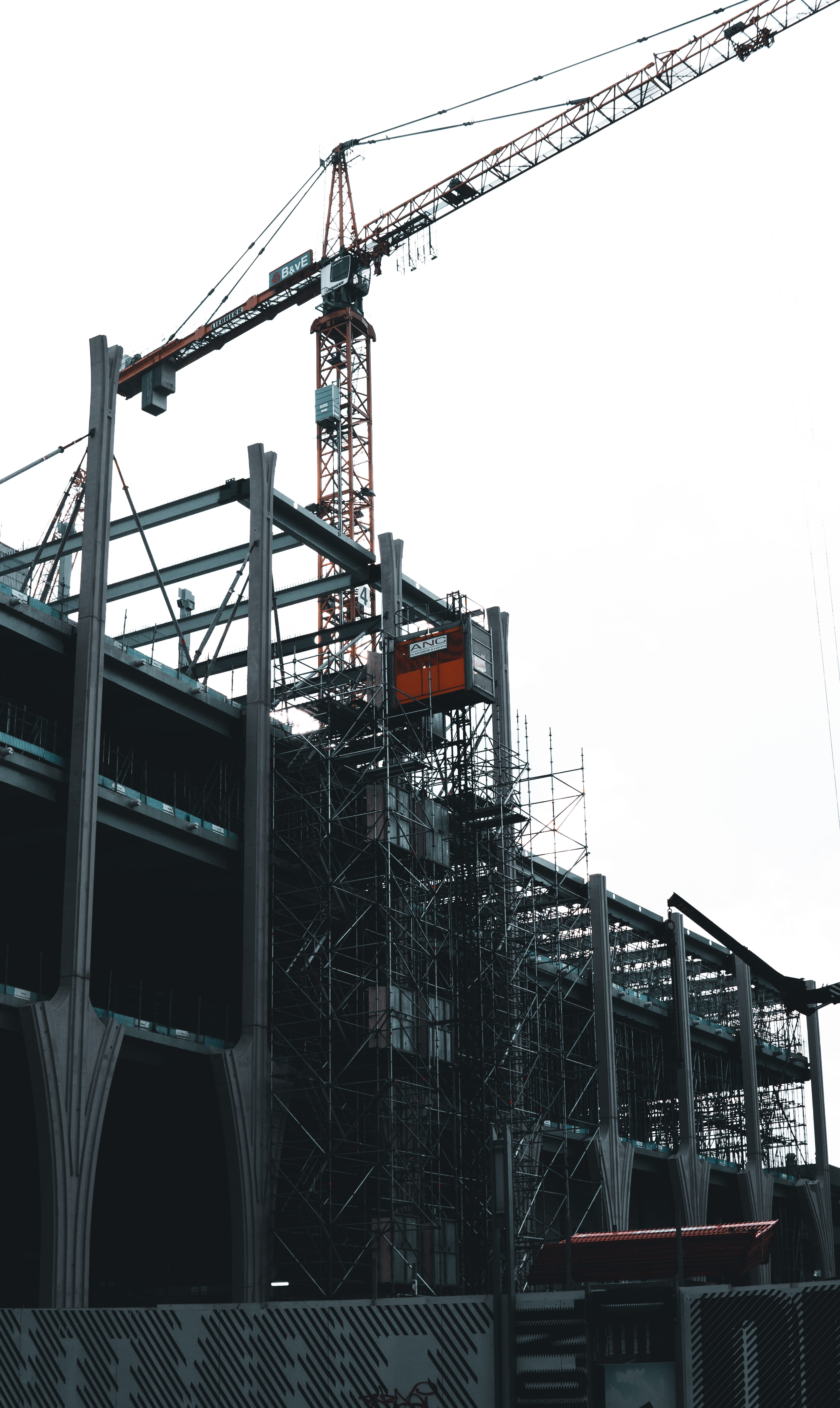 city, building, apparel, incomplete, power plant, helmet, nature, clear sky, building exterior, construction equipment, crane - construction machinery, Phone HD Wallpaper