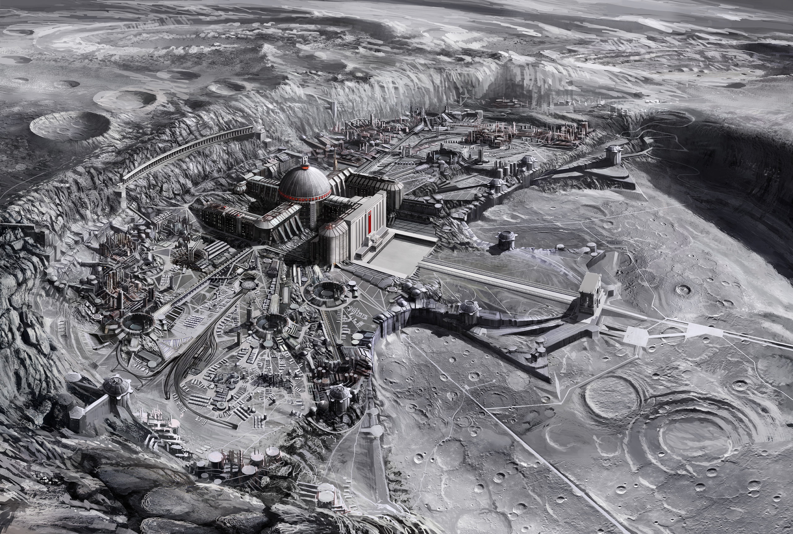 water, day, eye, built structure, flying, the moon, military, architecture, aerial View, nature, sea, birds, the Nazis, technology, environment, Iron Sky, HD Wallpaper