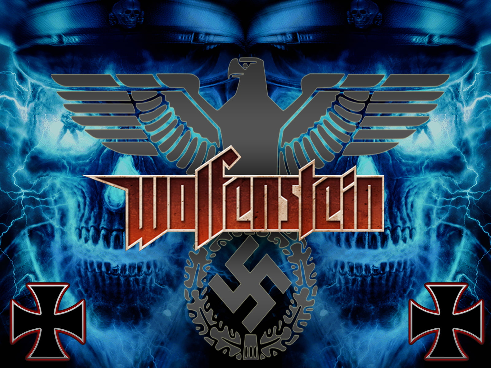 dark, 720P, wolfenstein, skull, swastika, HD Wallpaper