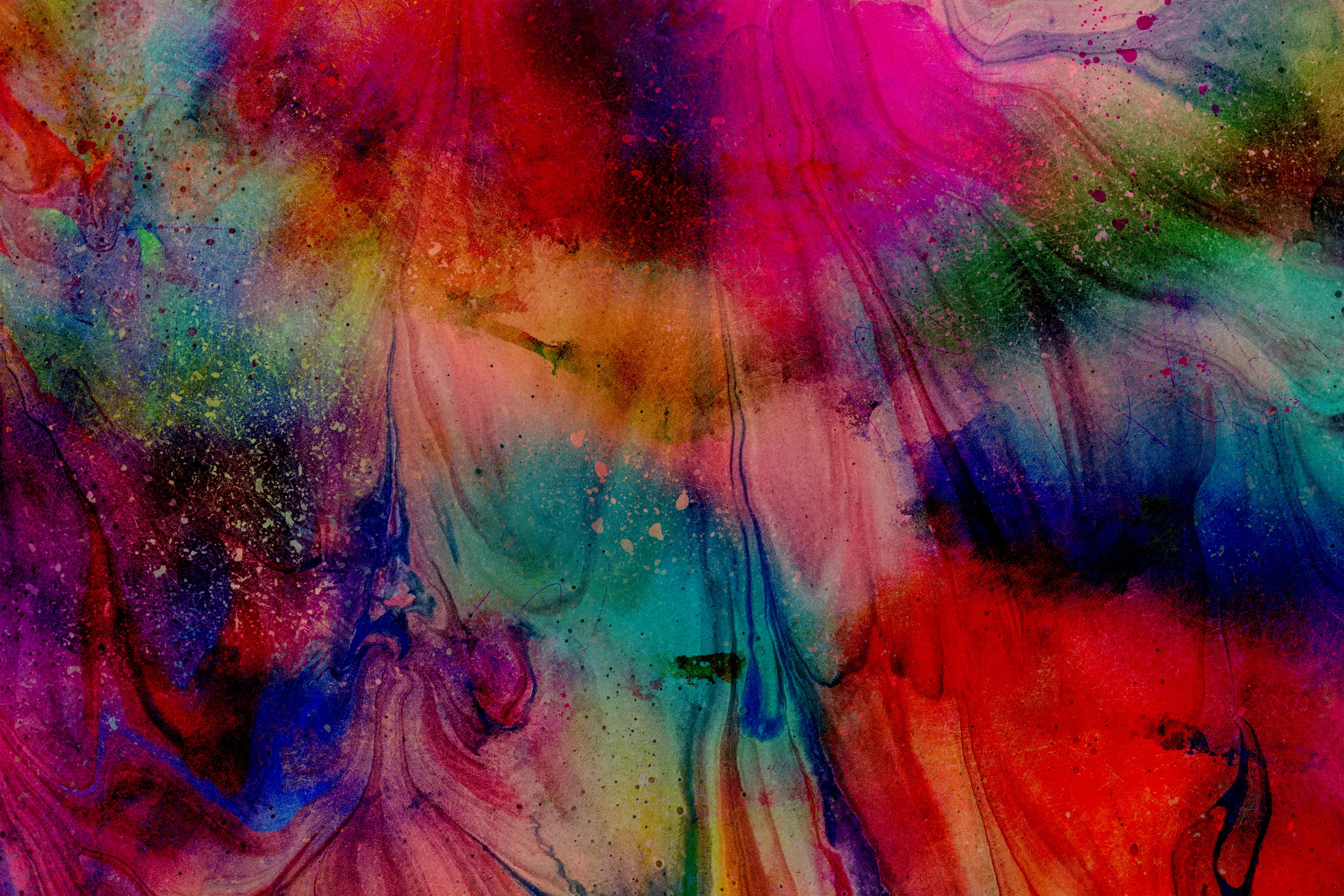 talcum powder, creativity, vibrant color, blots, motion, stains, pattern, dreamlike, multi colored, smudged, flowing, full frame, paint, art and craft, HD Wallpaper
