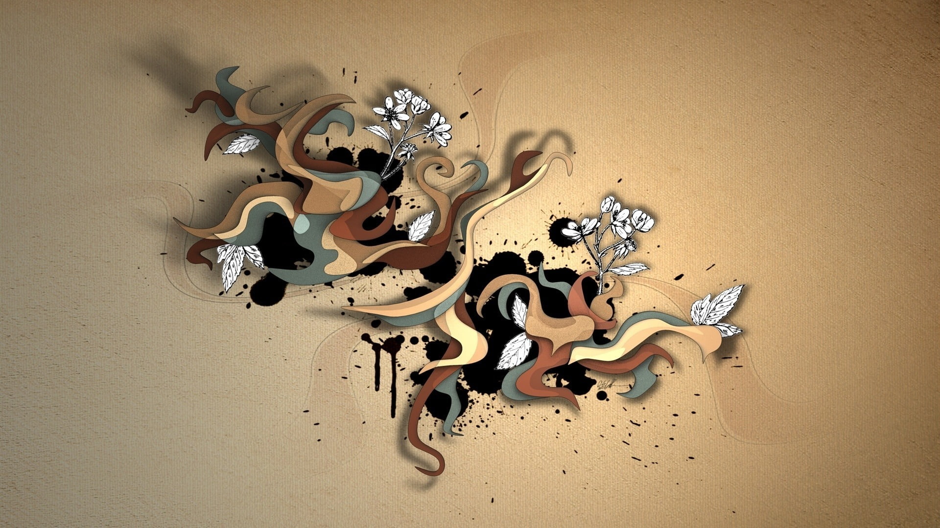 flowers, 1080P, texture, Vector, blots, HD Wallpaper