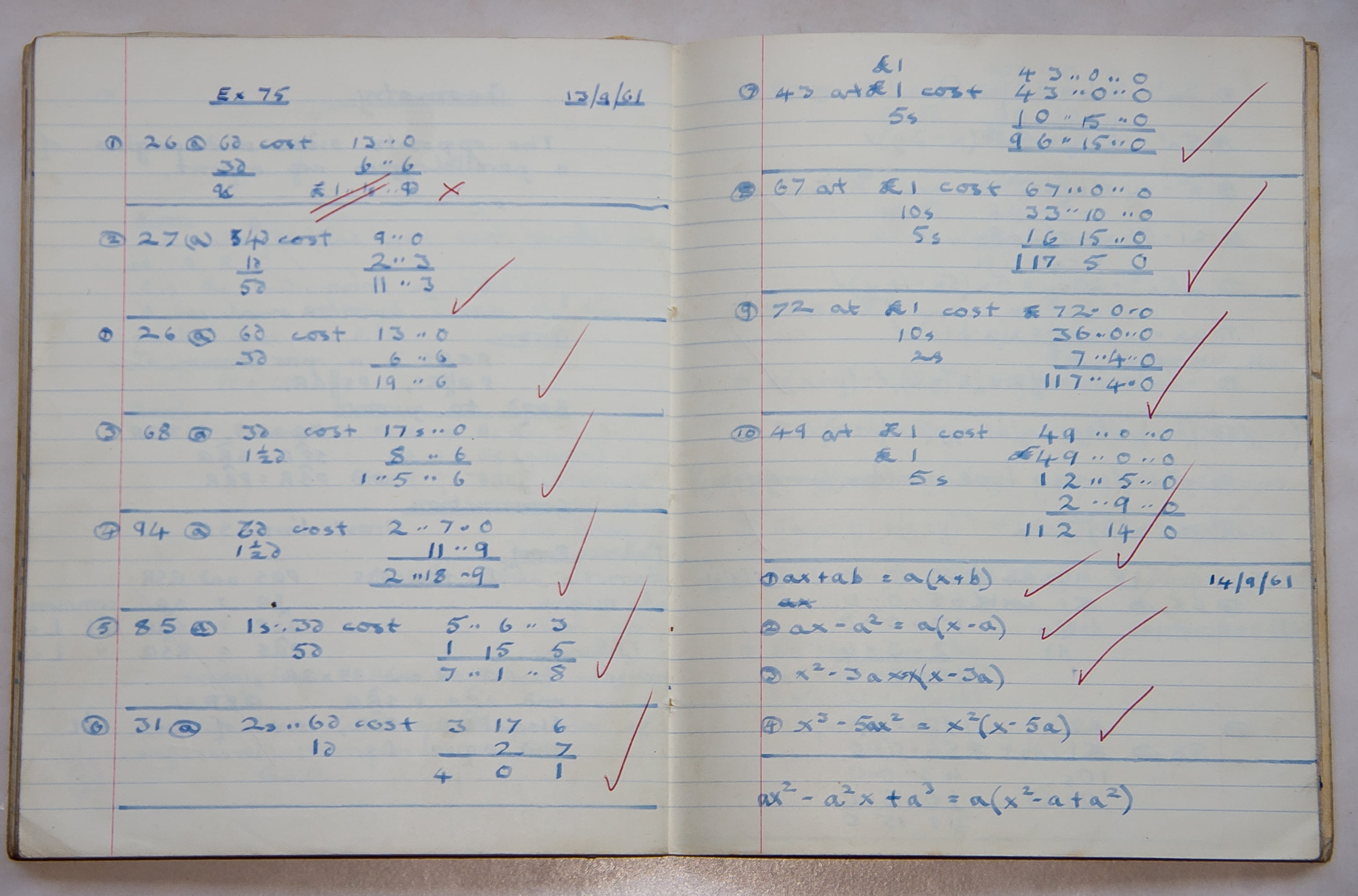 1960s, showing, maths, equation, message, correct, list, writing, 2K, document, book, high angle view, sums, number, text, handwriting, communication, HD Wallpaper