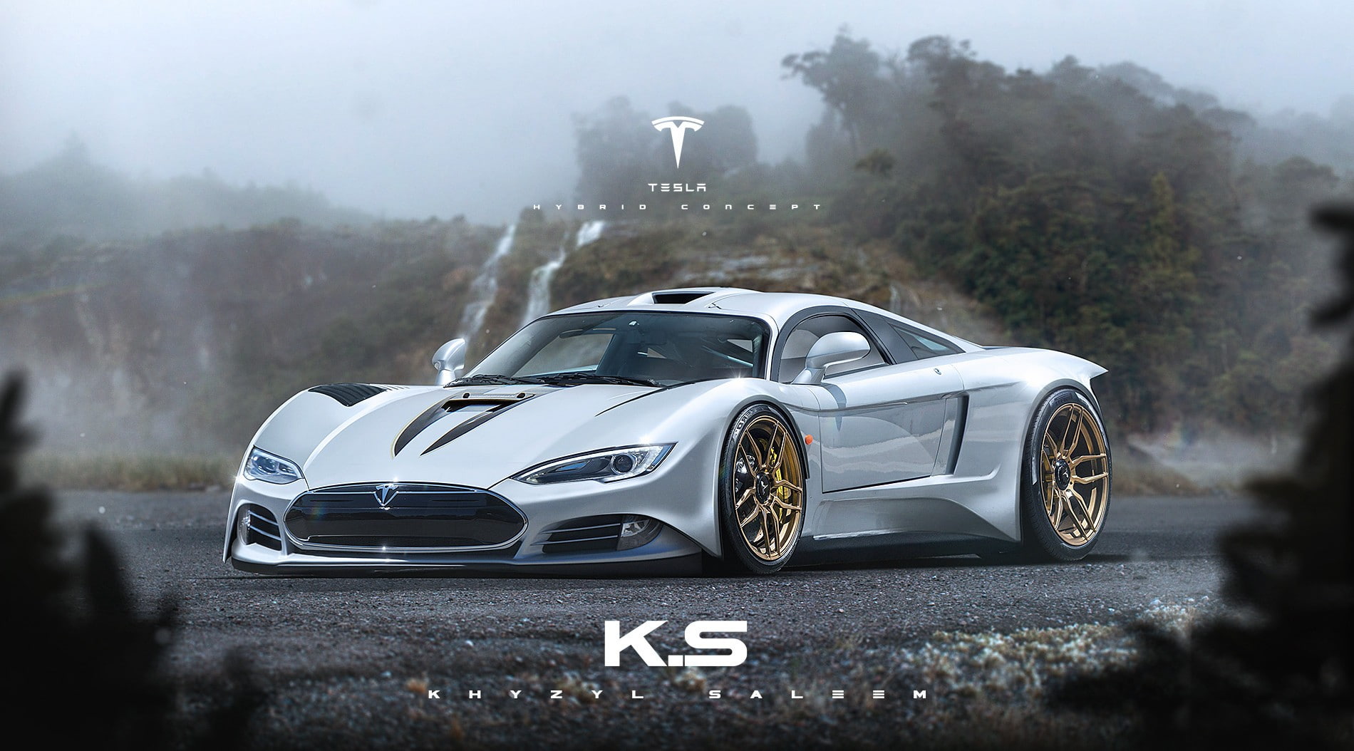 Tesla Motors, 720P, artwork, Khyzyl Saleem, HD Wallpaper