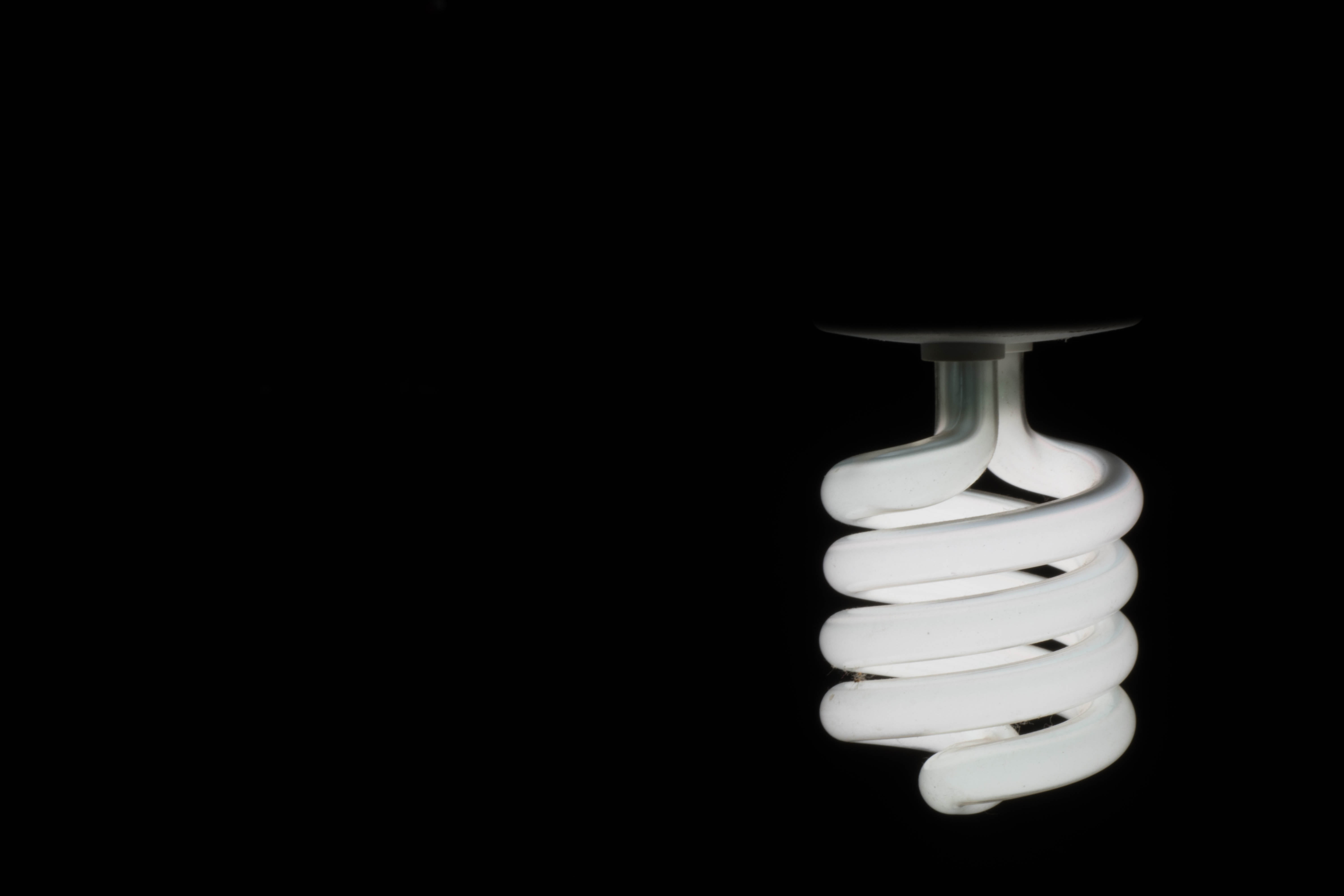 spiral, bulb, indoors, bright, black background, close-up, glowing, dark light, energy, electric lamp, single object, environment, no people, lamp, simplicity, HD Wallpaper
