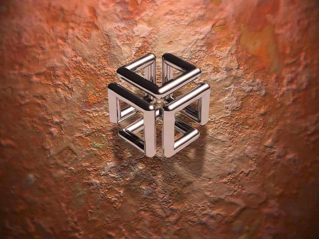 cube, metal, art, closed, cg, 480P, 3D, 3d and cg, brown, Closed Cube, abstract, d, hd, HD Wallpaper