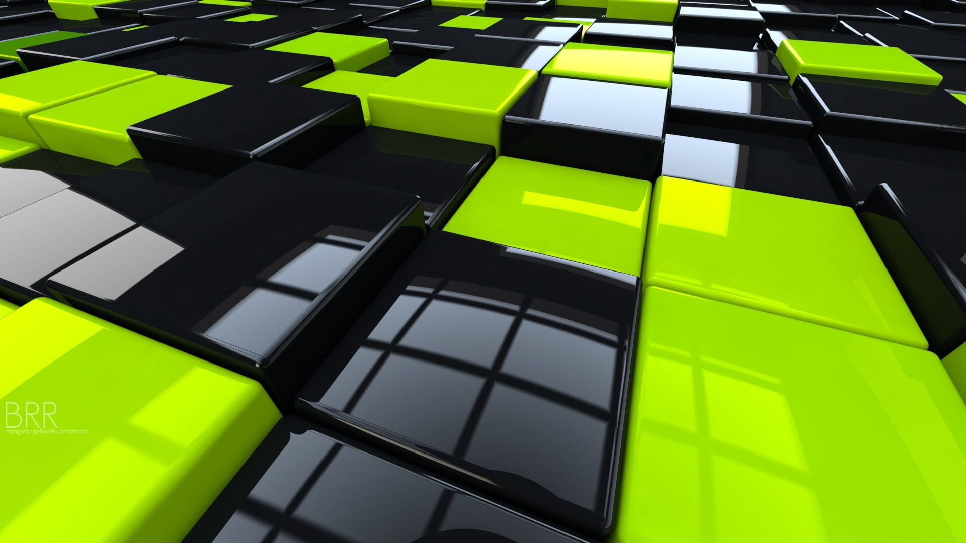 green Color, three-dimensional Shape, black, yellow, concepts, design, illustration, 1080P, computer, shape, cube, cubes, blue, pattern, plastic, full frame, HD Wallpaper
