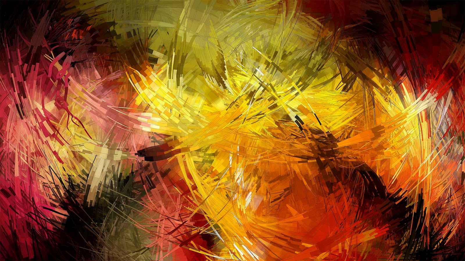 lines, 720P, yellow, abstract, red, colorful, modern, HD Wallpaper