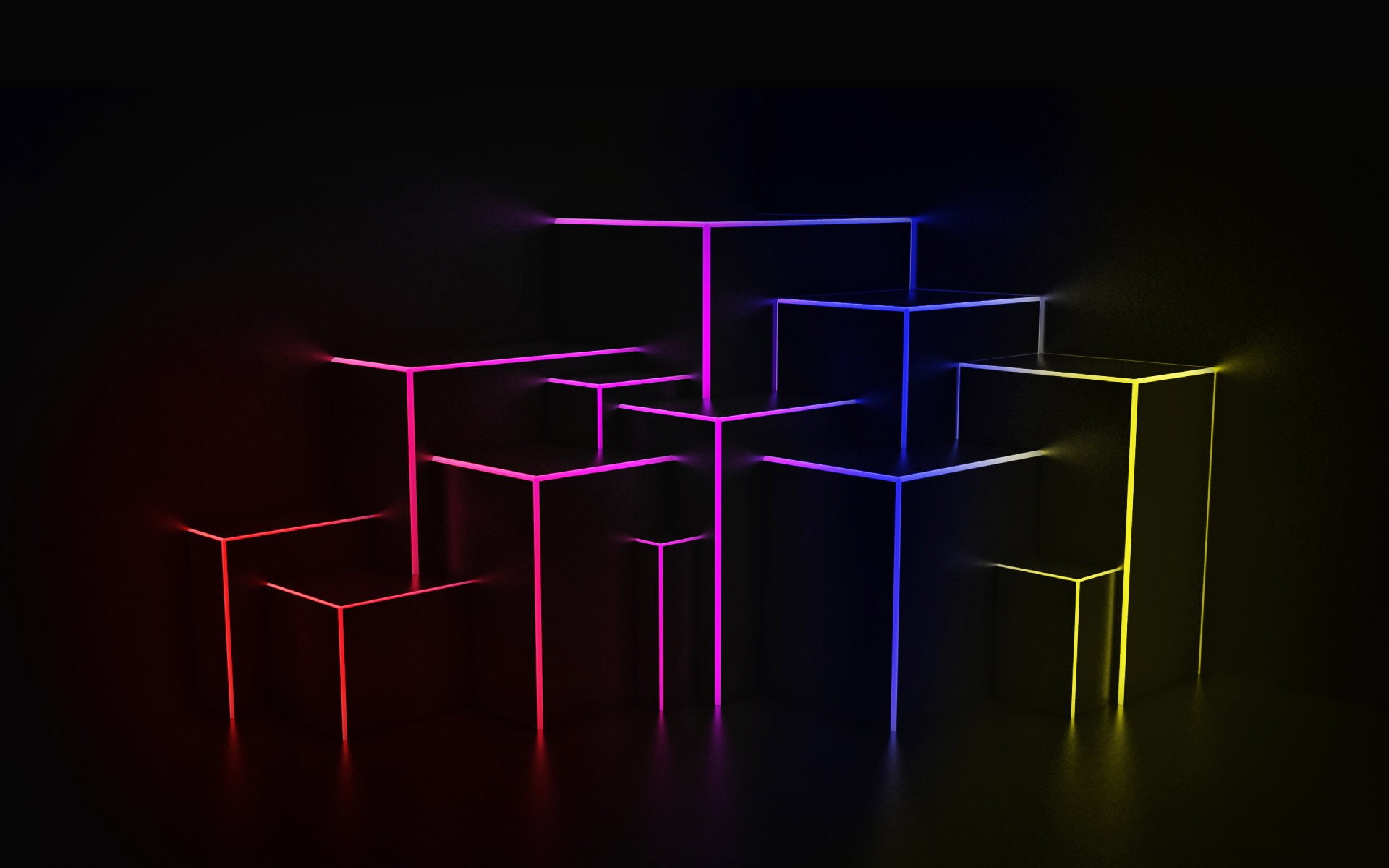 colorful, cube, abstract, digital/artwork, black, hd, box, 1080P, HD Wallpaper