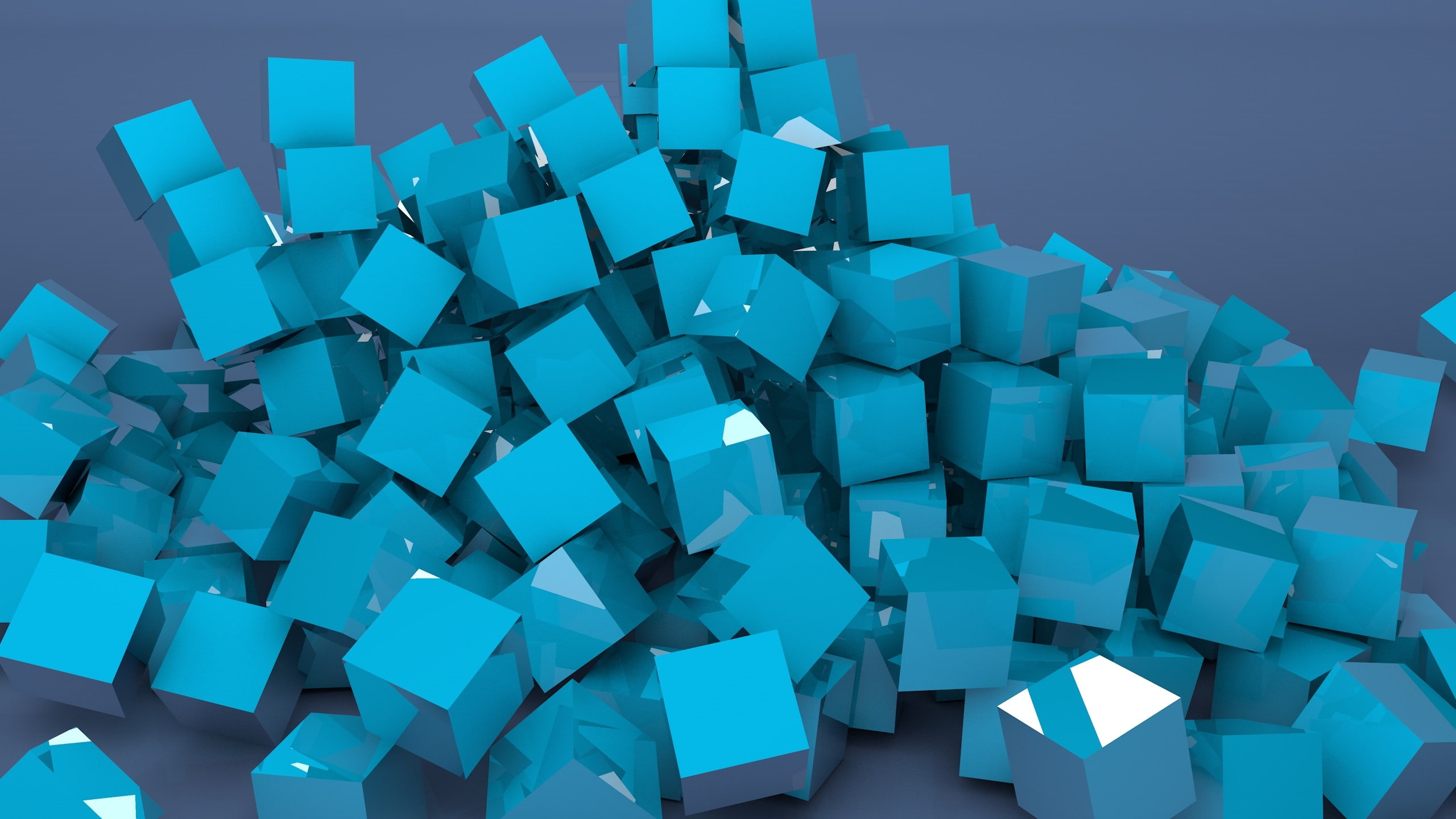 abstract, hd, blue, digital/artwork, cube, 2K, decor, box, lot, HD Wallpaper