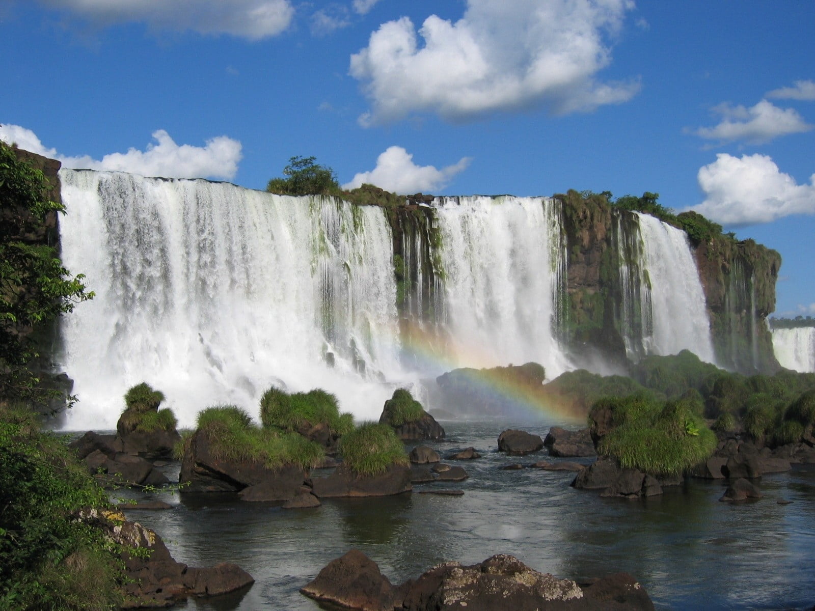 rocks, scenics, travel Locations, no people, national Park, day, blue, iguacu River, motion, rock, cloud - sky, rock - Object, sky, river, travel Destinations, HD Wallpaper