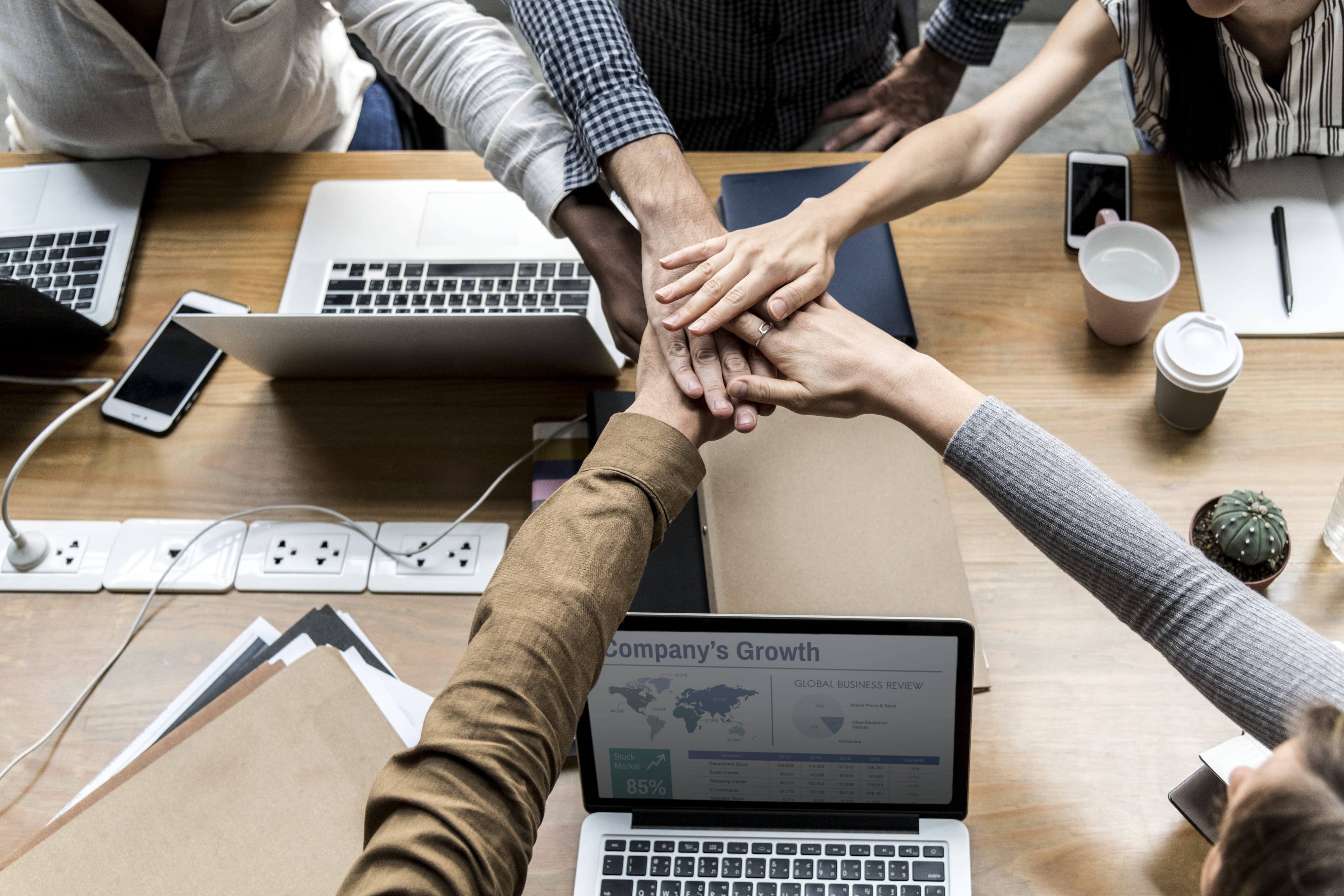 office, celebration, helping hand, men, cooperation, hands stacks, indoors, communication, laptop, arms, friendship, achievement, cheerful, businessman, HD Wallpaper