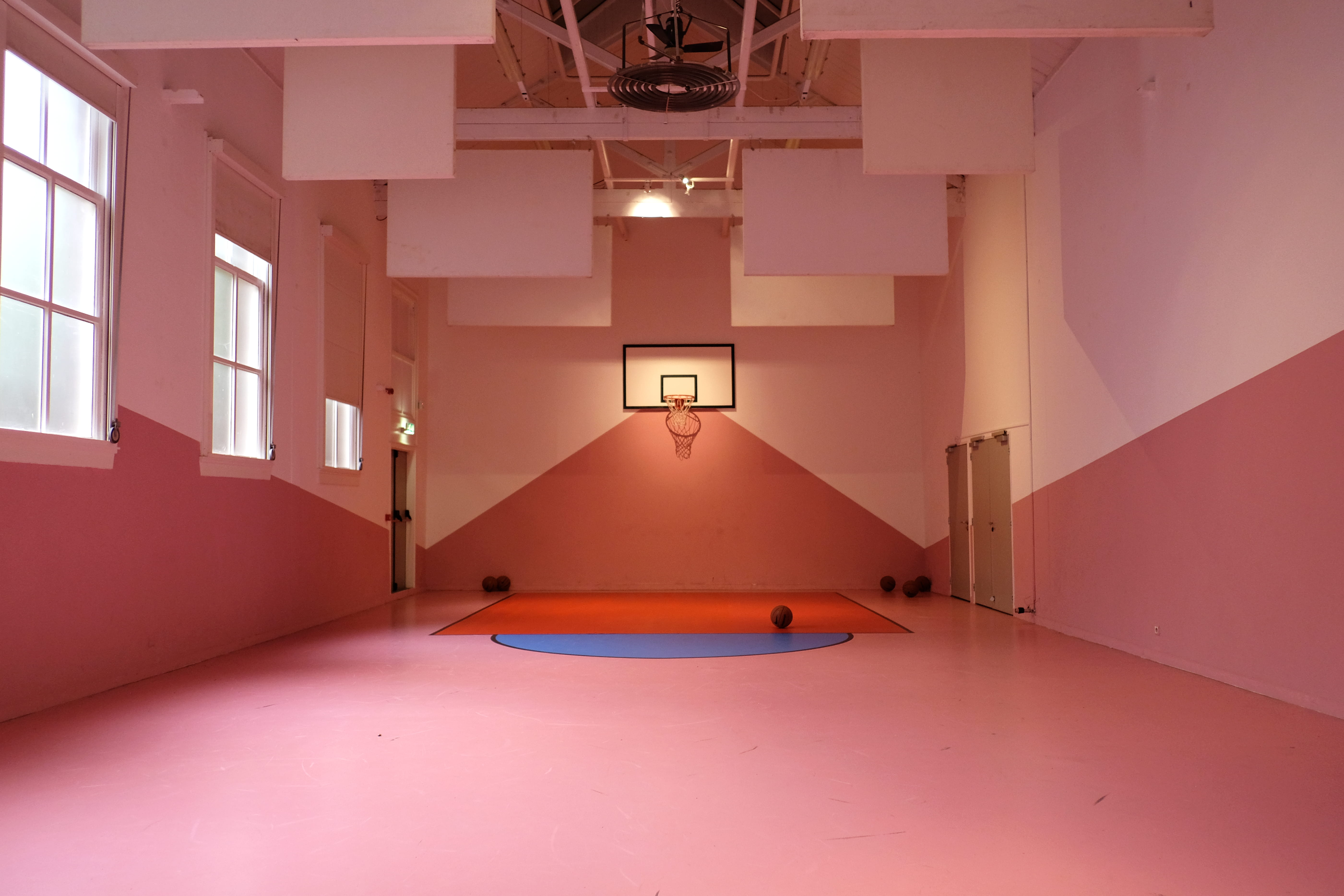 architecture, window, ceiling, sports, domestic life, building, basketball hoop, domestic room, pink, windows, indoors, lifestyles, health, wall - building feature, HD Wallpaper