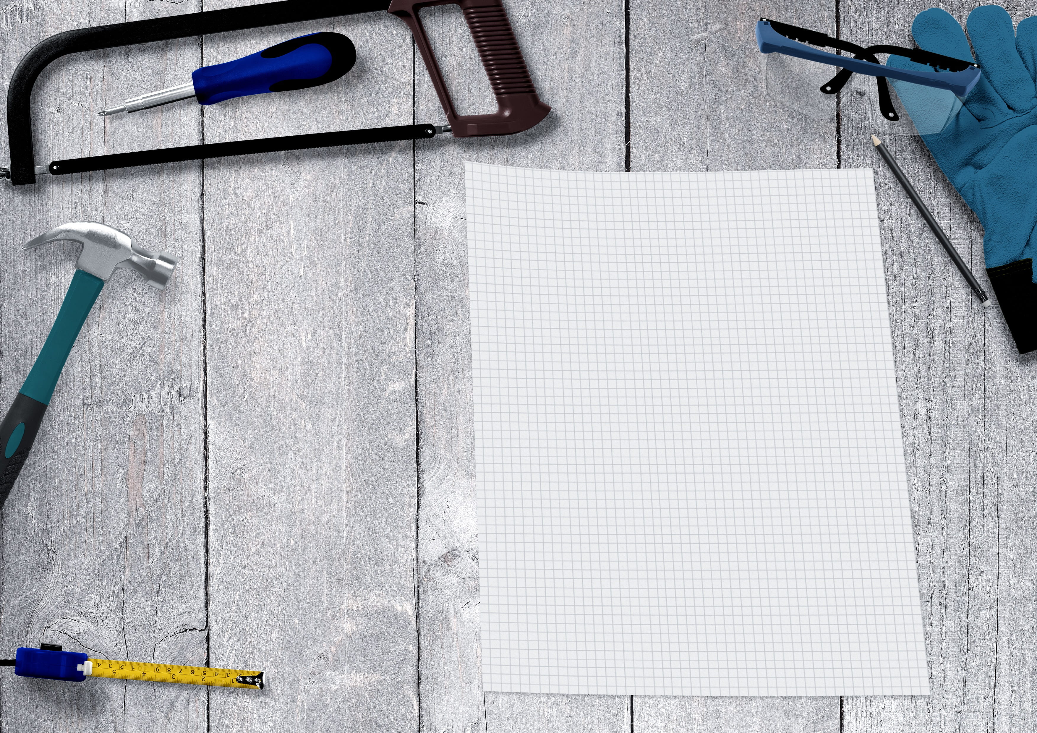 table, work, saw, equipment, renovate, beside, 2K, craft, hacksaw, security, paper, roofers, hygiene, work equipment, education, work tool, pencil, measuring tape, HD Wallpaper
