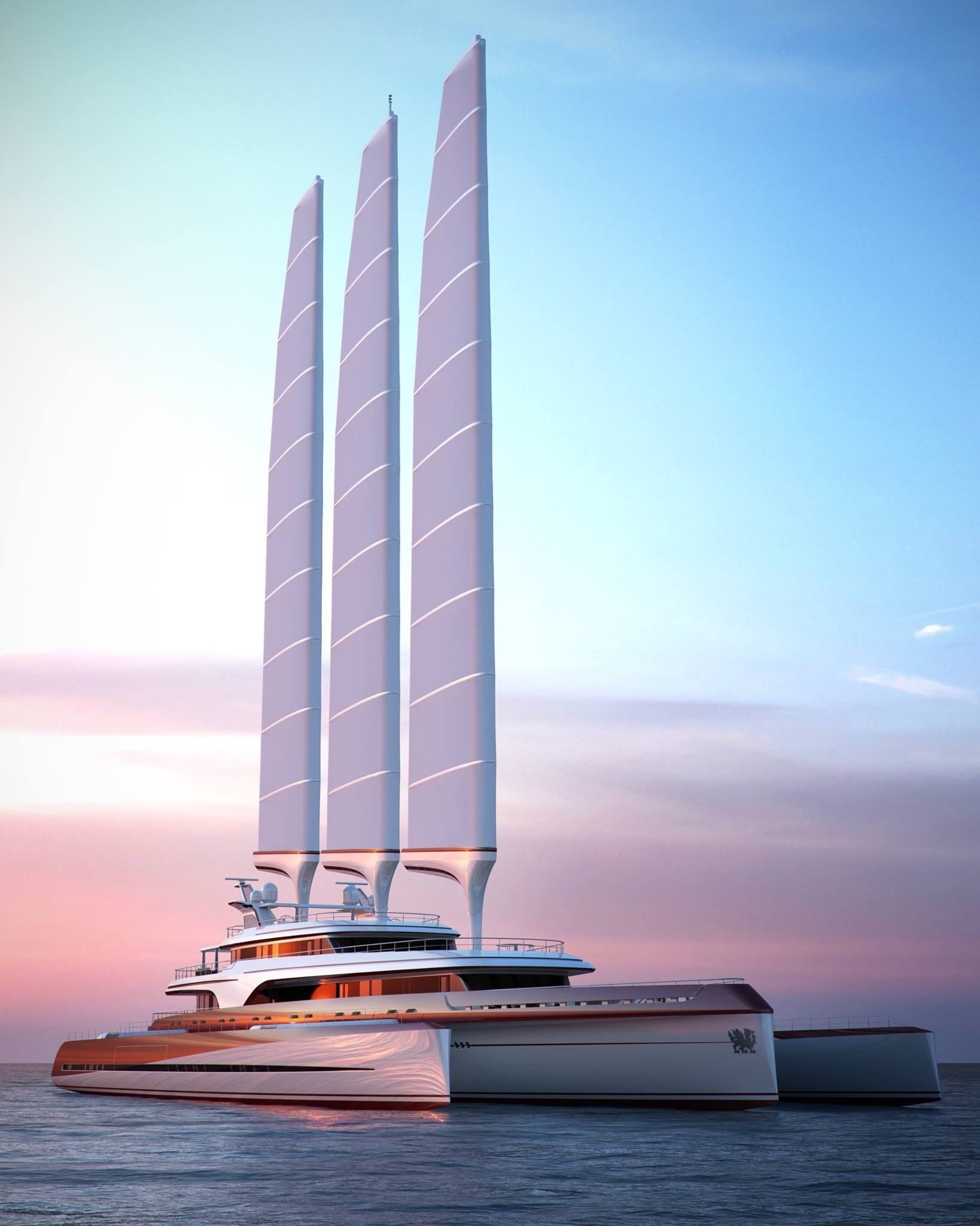 sailboat, modern, cloud - sky, beauty in nature, sky, water, yacht, nautical vessel, transportation, luxury, trimaran, body, architecture, outdoors, 1080P, Phone HD Wallpaper