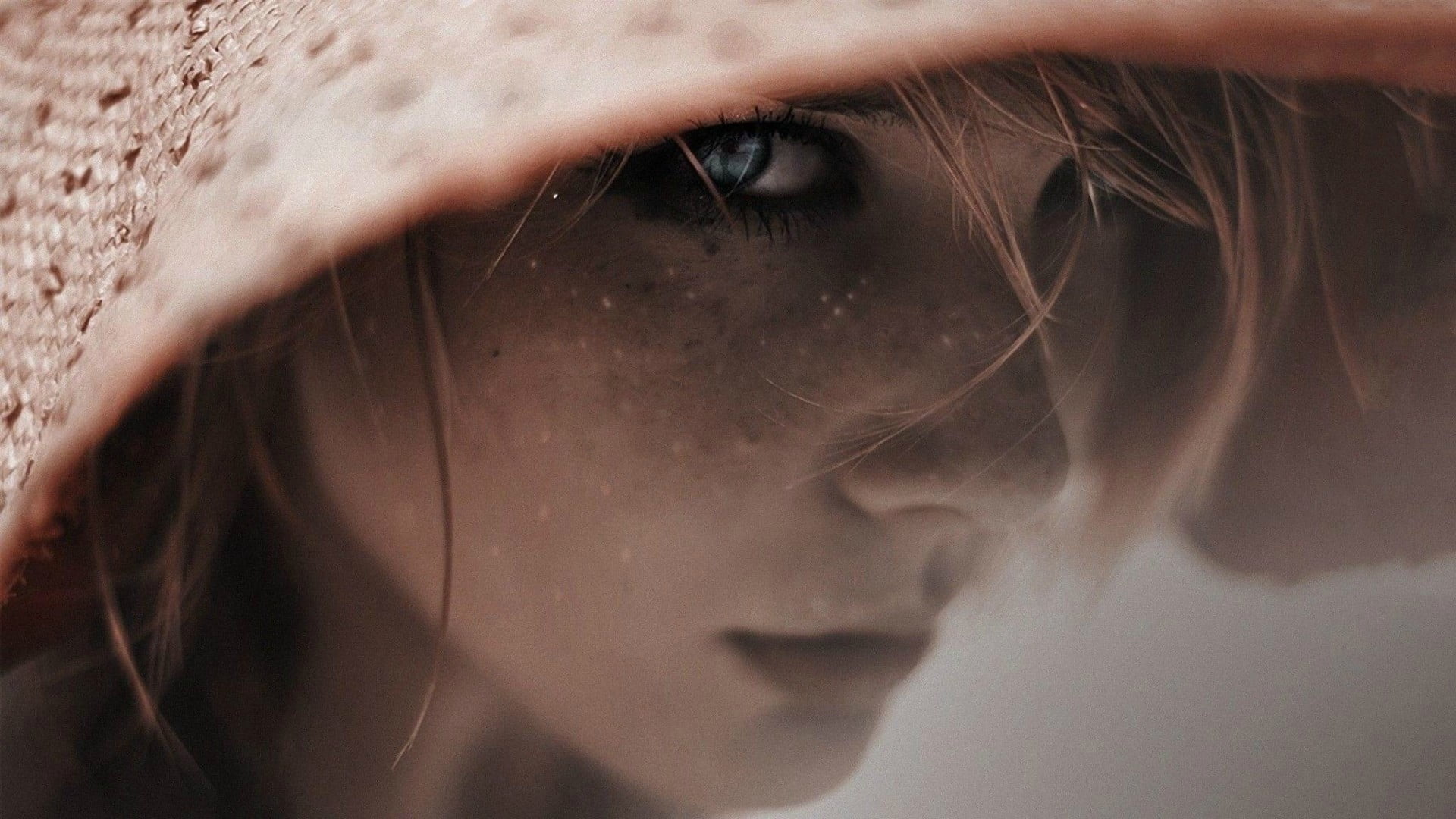 beautiful woman, 1080P, depression - sadness, sadness, freckles, blue eyes, headshot, hairstyle, females, one person, teenager, emotion, contemplation, HD Wallpaper