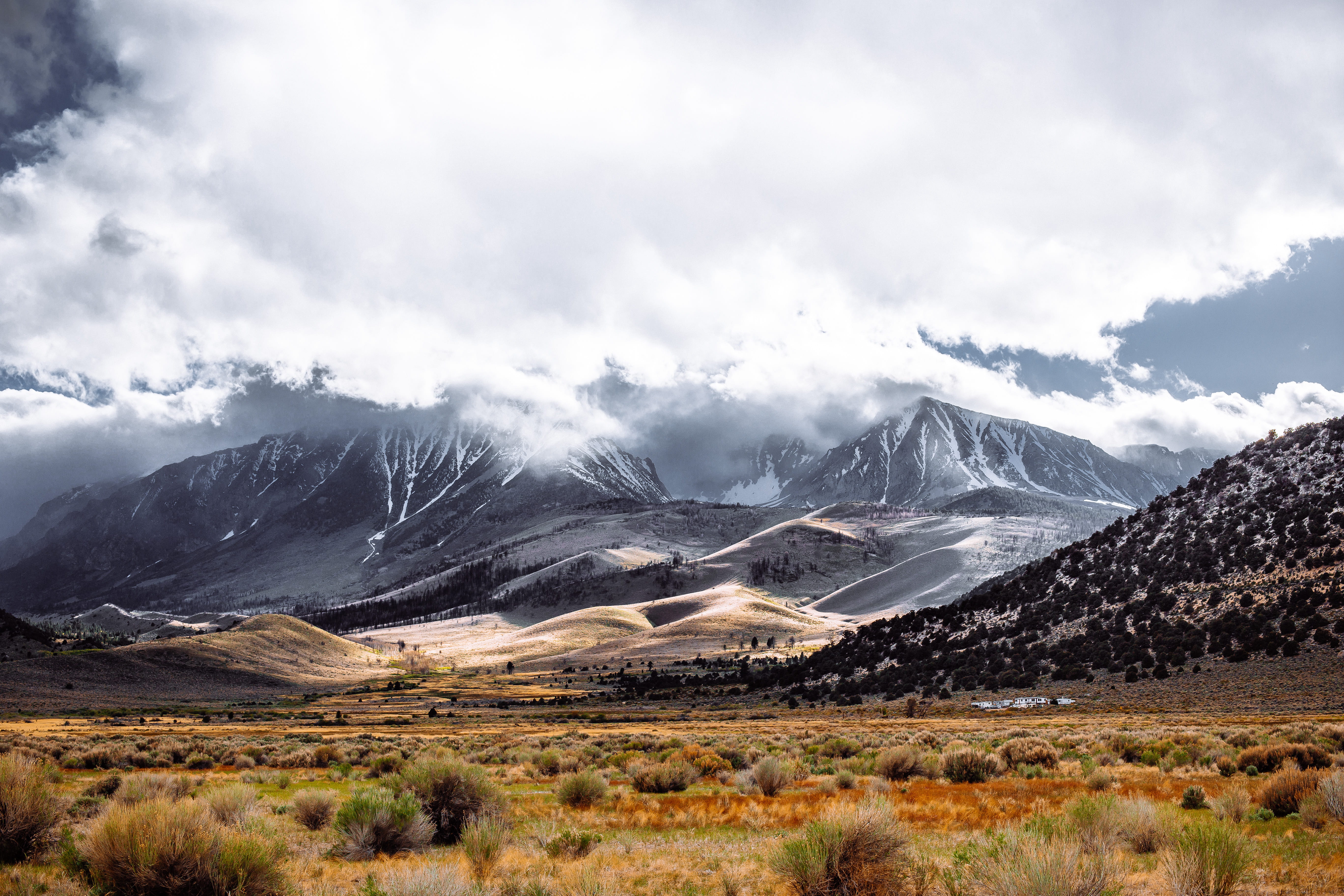 outdoors, mountain Range, blue, storm, californium, cloud - Sky, sierra nevada, ice, himalayas, prairie, grass, cloudscape, snow, asia, winter, landscape, HD Wallpaper