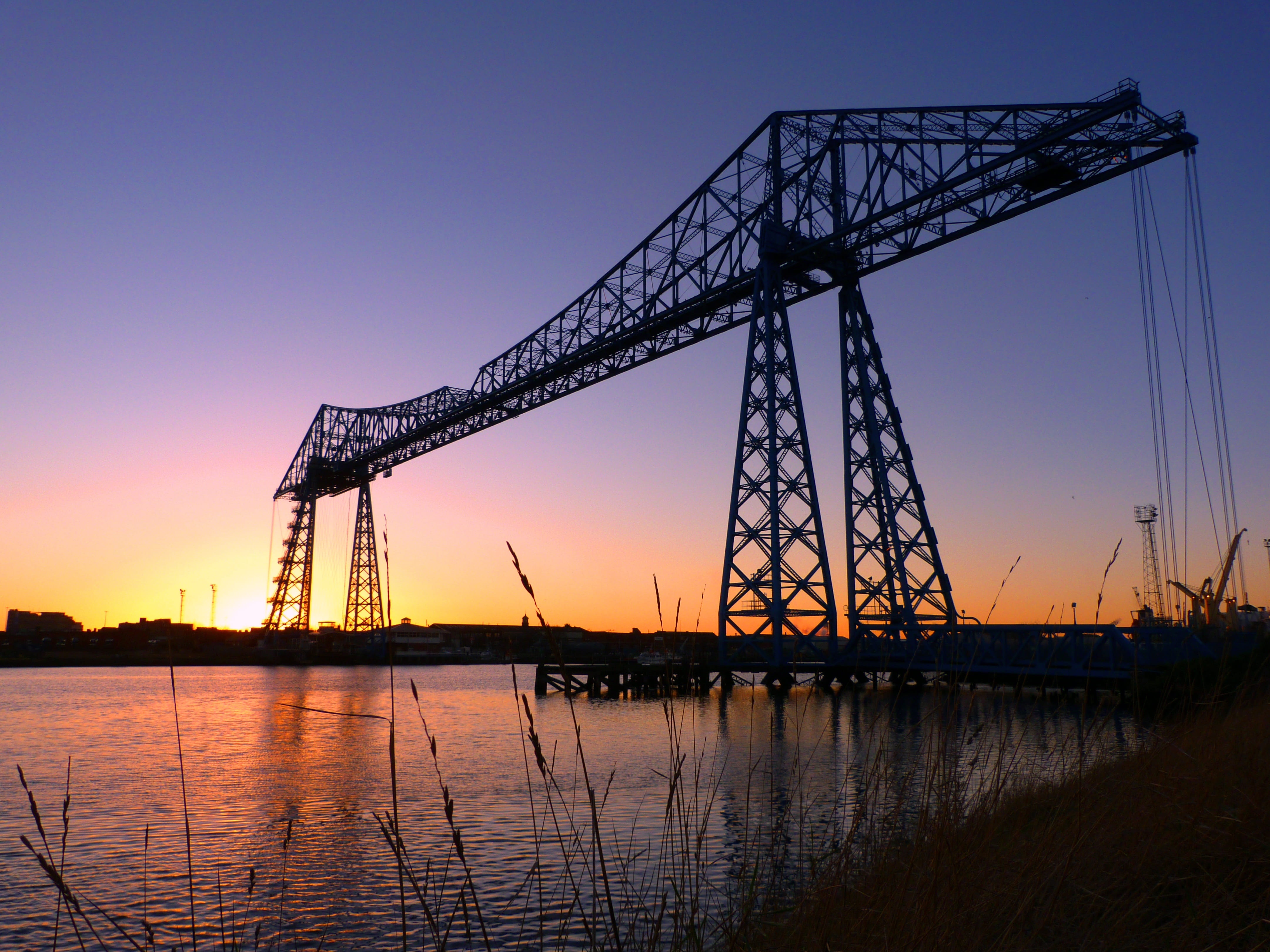 sunset, architecture, attraction, skyline, middlesbrough, tranquility, crossing, england, nature, tour, landscape, beauty in nature, orange color, crane - construction machinery, HD Wallpaper