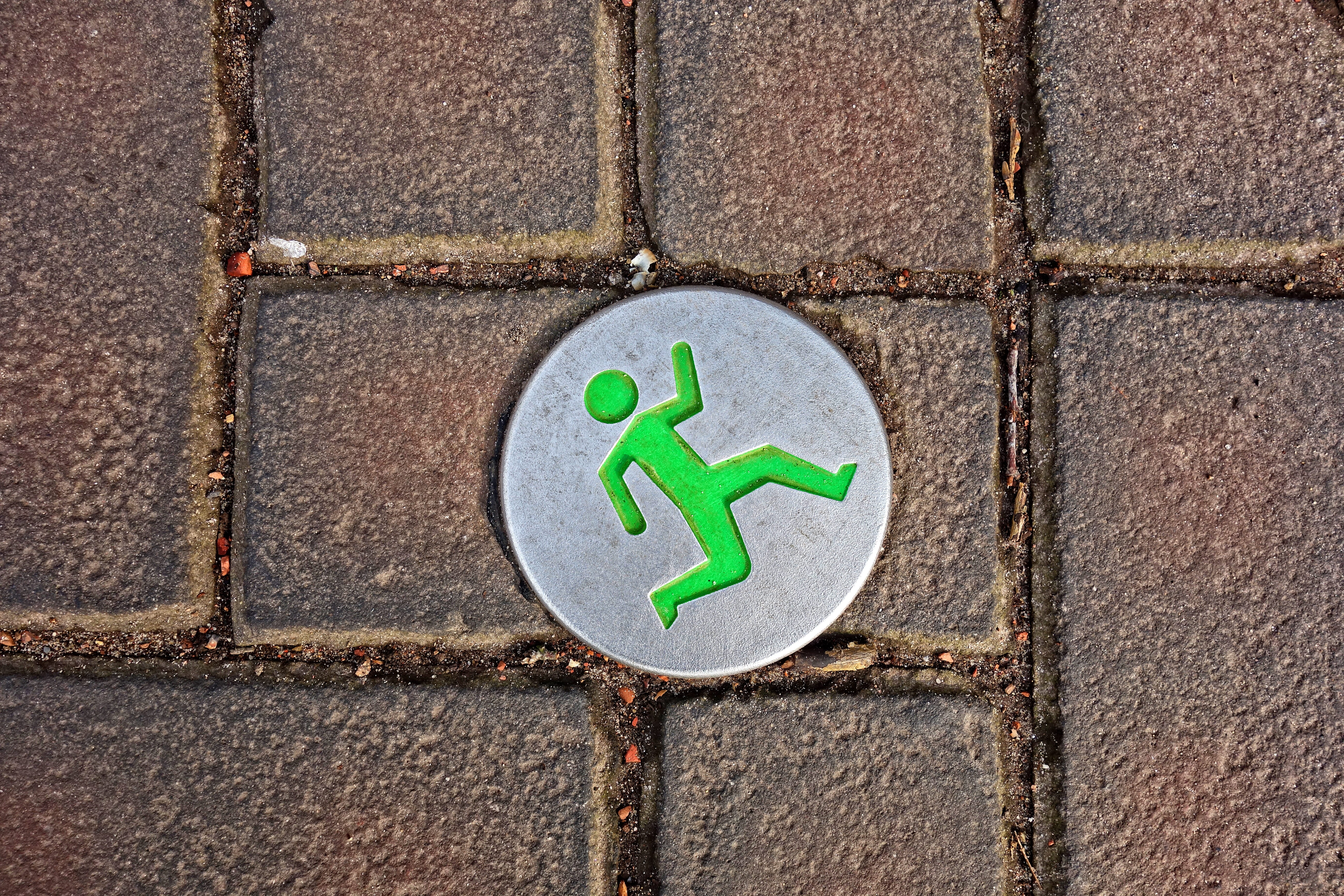 textured, human representation, icon, shape, high angle view, brick, no people, running, stone, day, pattern, sign, green color, communication, directly above, HD Wallpaper