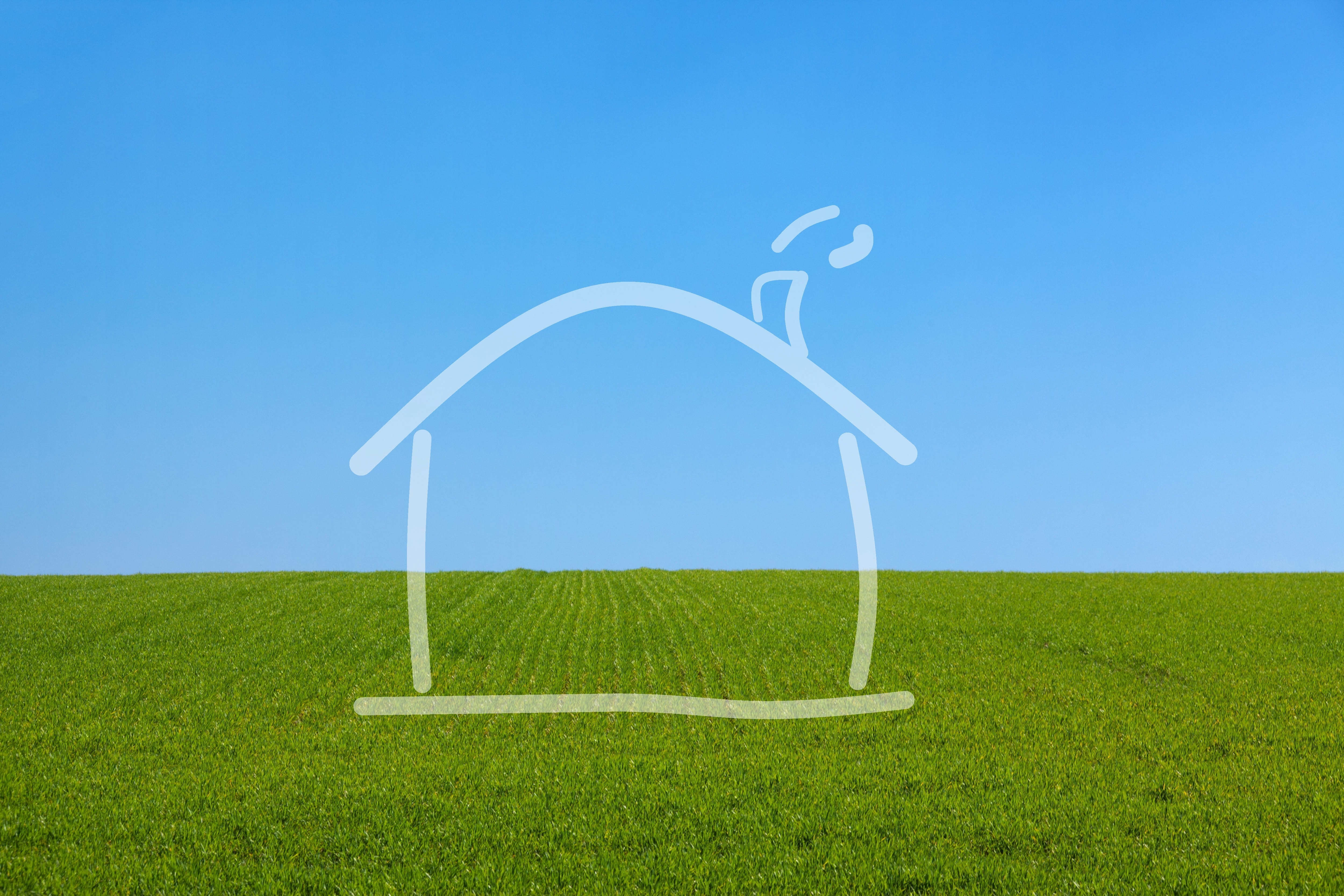 construction, field, drawing, 4K, sky, blue, building, day, landscape, grass, architect, housing, grassland, sunny, no people, environment, tranquility, HD Wallpaper