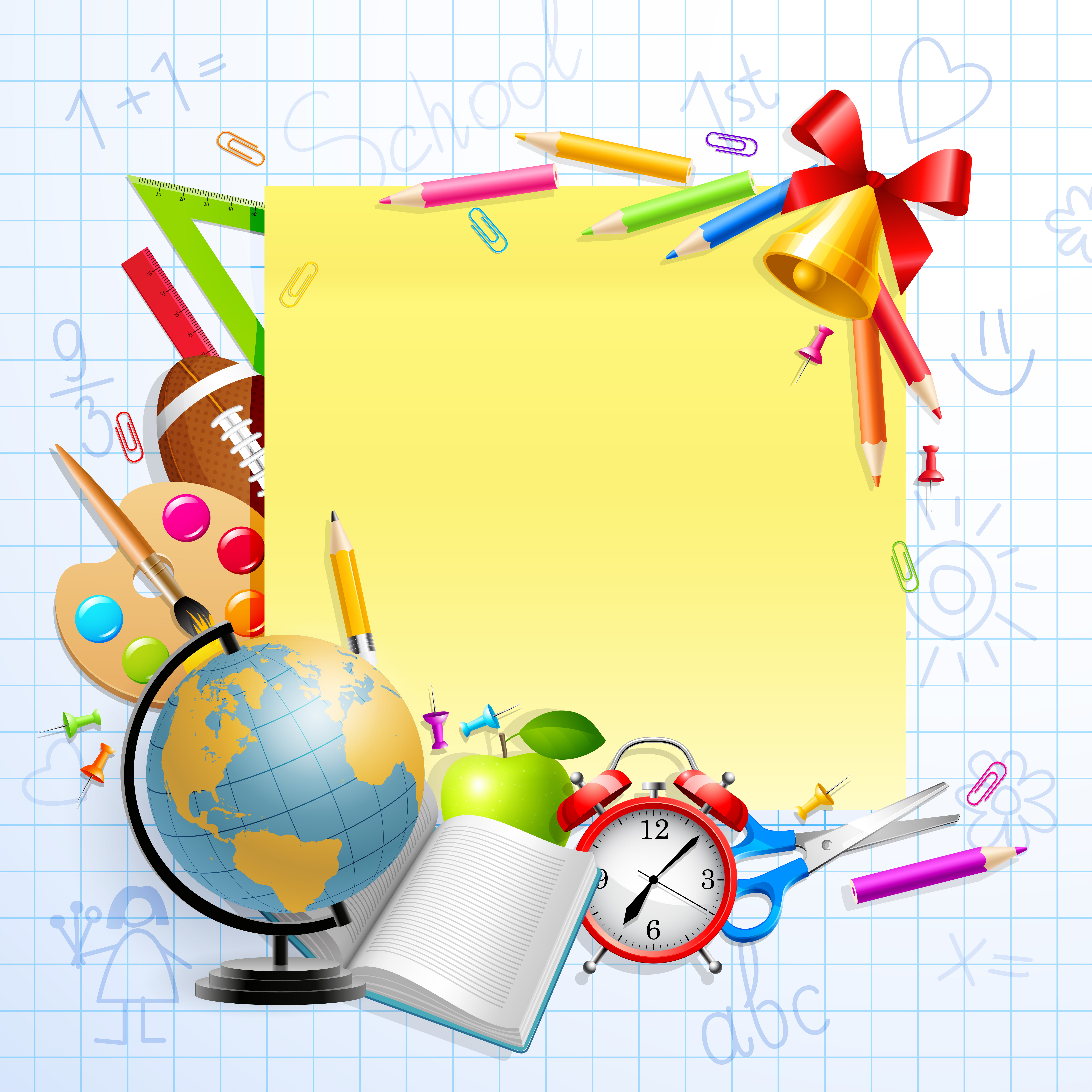 school Building, school, architecture, student, 5K, equipment, pen, clip, crayon, map, Back to School, book, studying, education, supplies, multi Colored, Phone HD Wallpaper