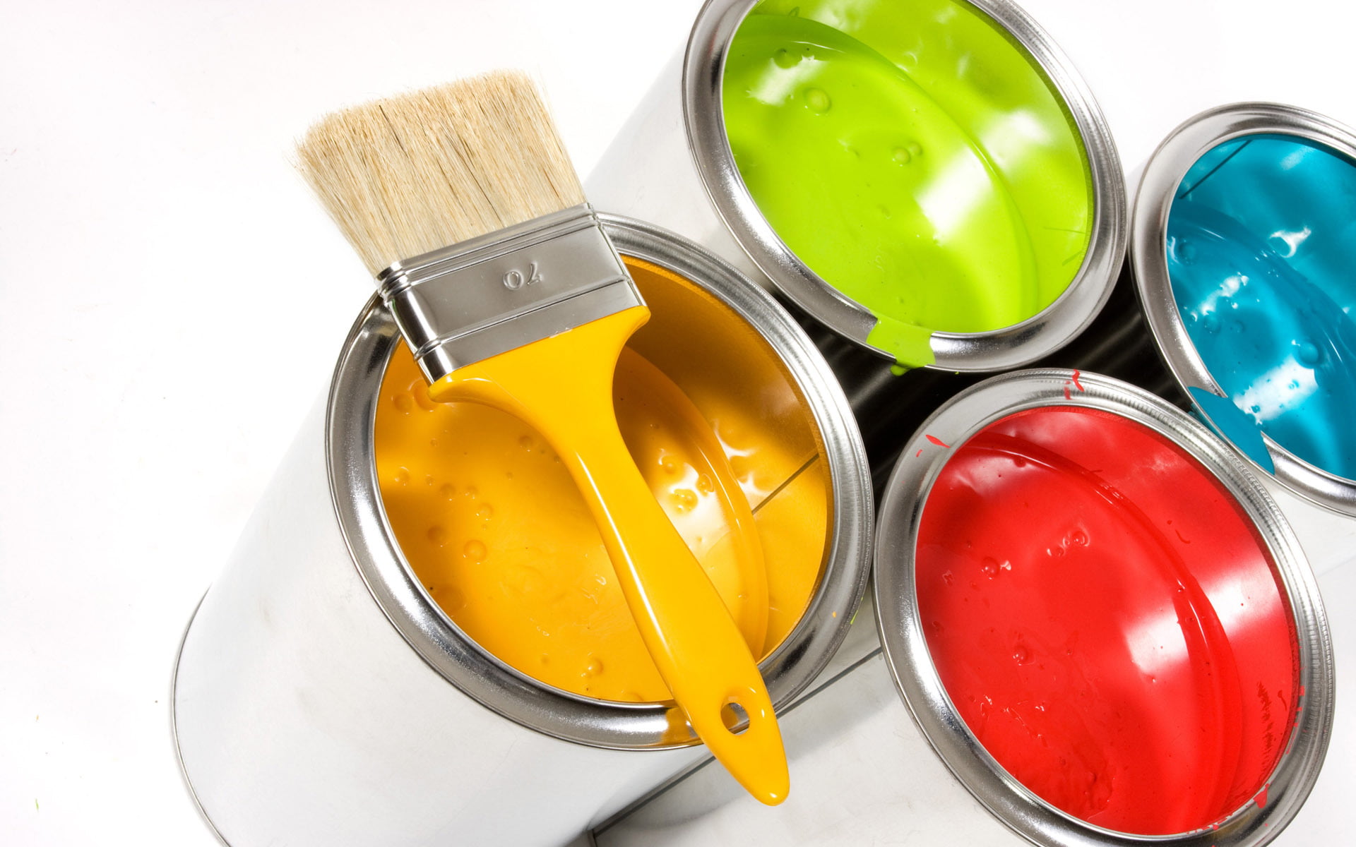 paintbrush, 1080P, vibrant Color, indoors, choice, construction Industry, red, colors, banks, multi Colored, equipment, high angle view, white background, HD Wallpaper