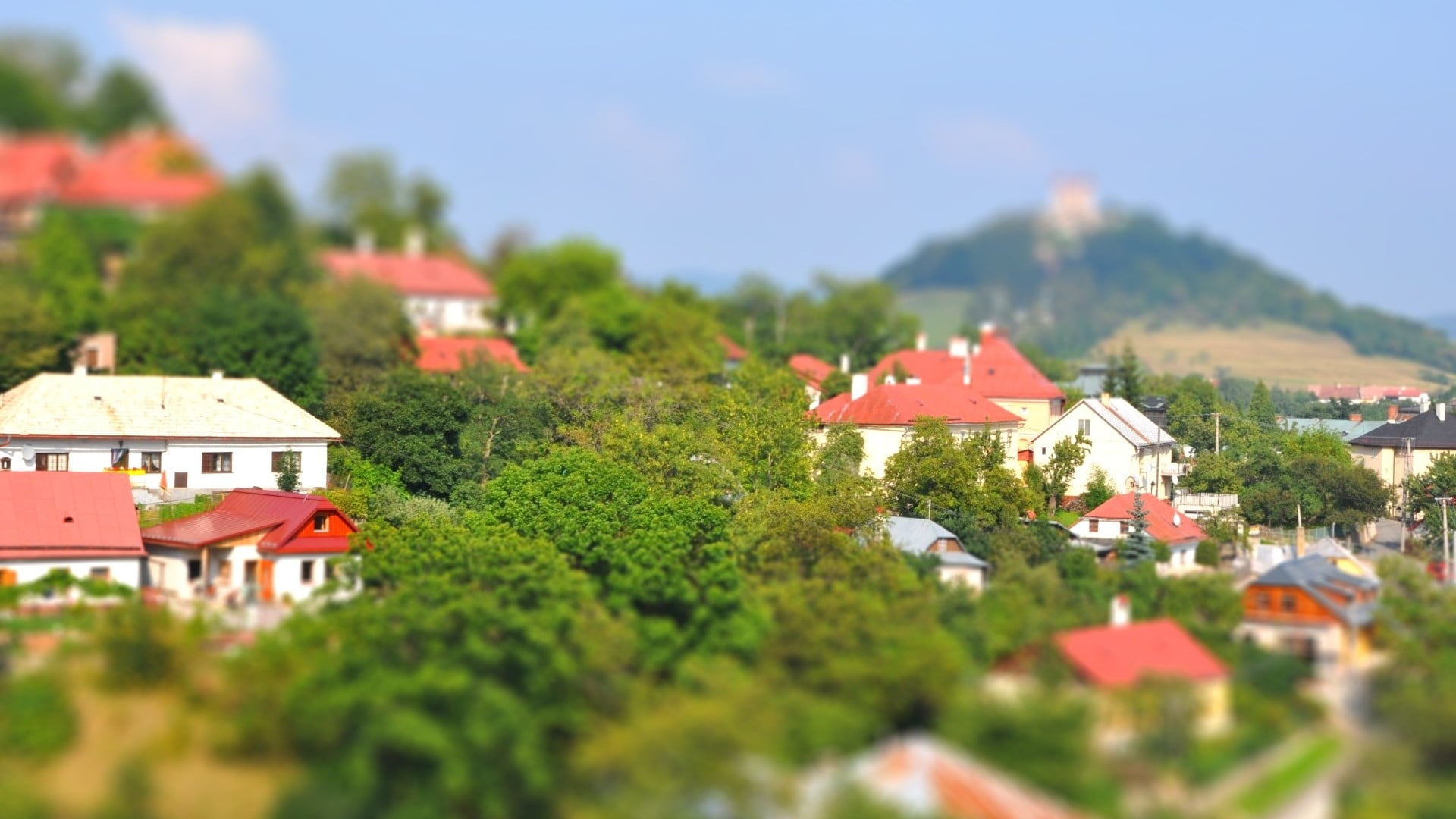 hills, architecture, roof, environment, red, panoramic, cultures, urban Scene, castle, painted, street, outdoors, townscape, nature, landscape, tower, town, HD Wallpaper