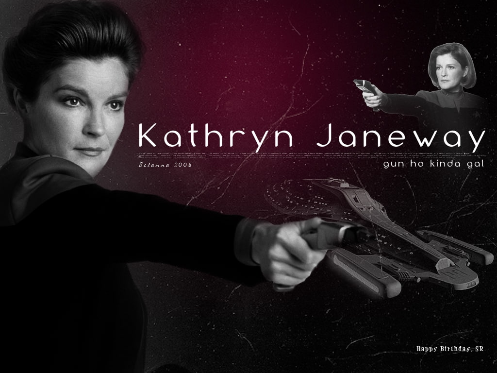 Kathryn Janeway, Voyager, entertainment, series, art, 480P, science, scifi, hd, janeway, ho, fiction, science fiction, kind, kathryn, tv, gal, Star Trek, HD Wallpaper