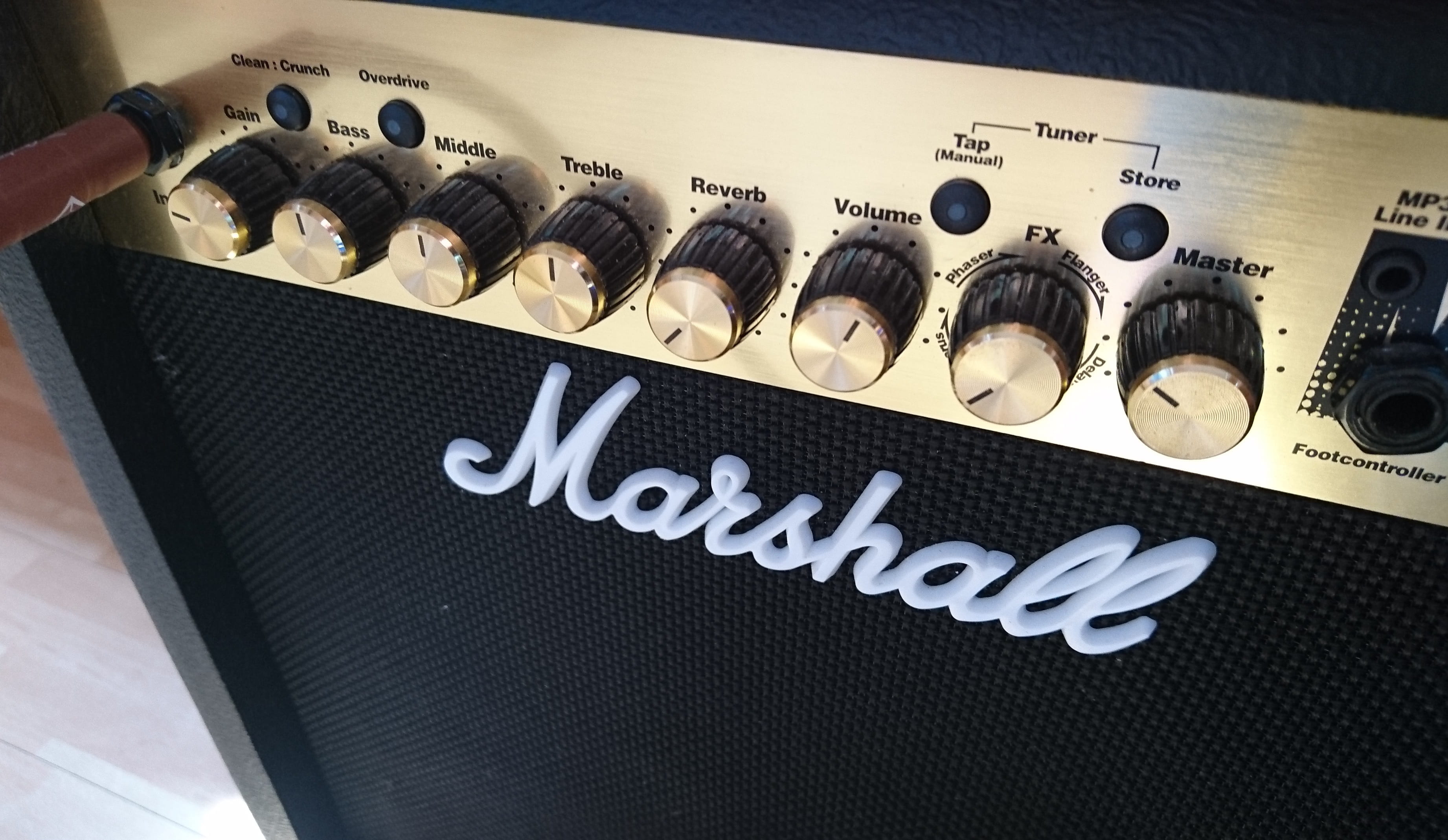 amplifier, marshall, gray, 2K, communication, finger, control, high angle view, musical instrument, black color, guitar, arts culture and entertainment, HD Wallpaper