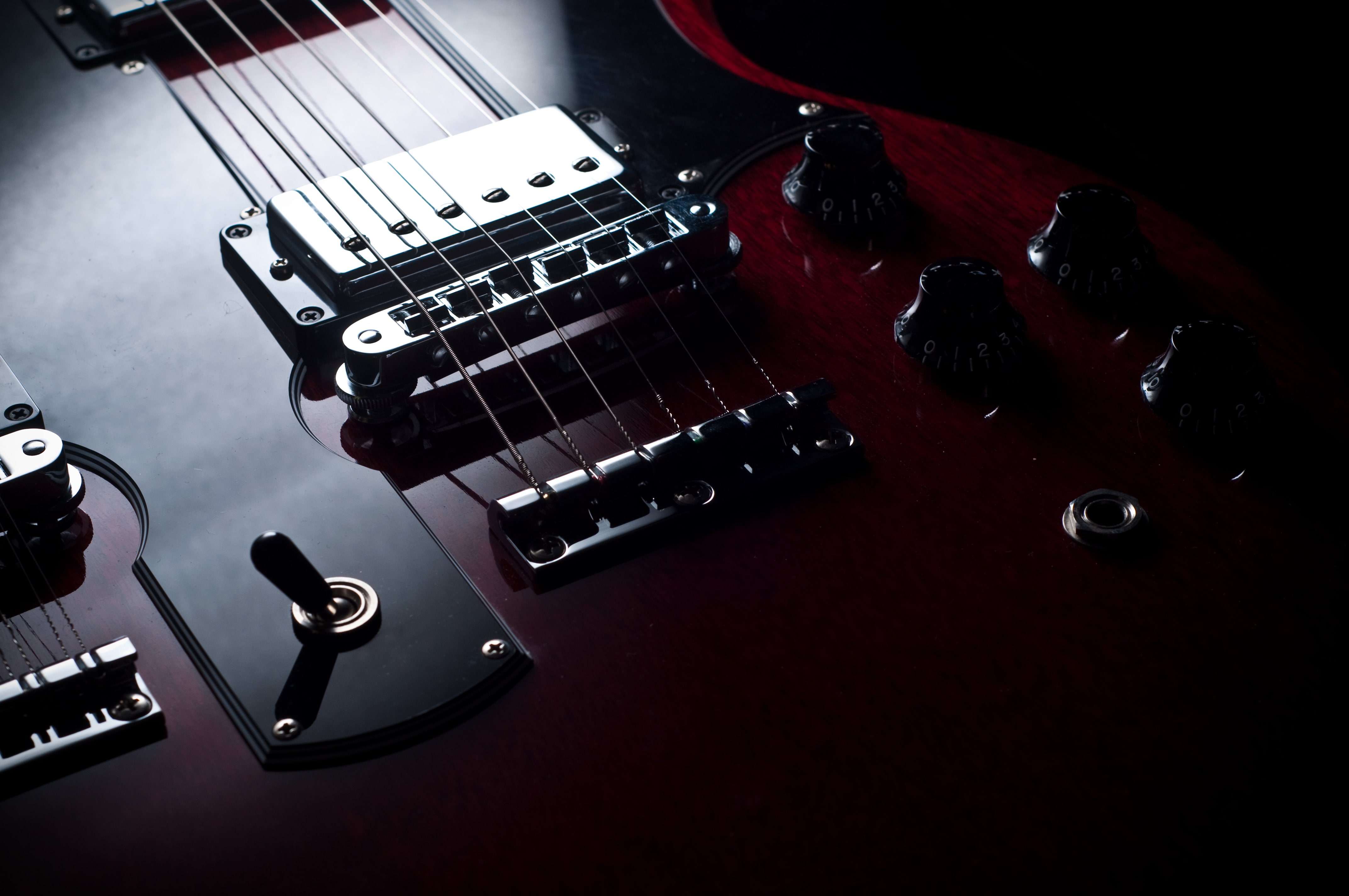 music, strings, guitar, macro, 4K, reflection, fender, gibson, art, electric, HD Wallpaper
