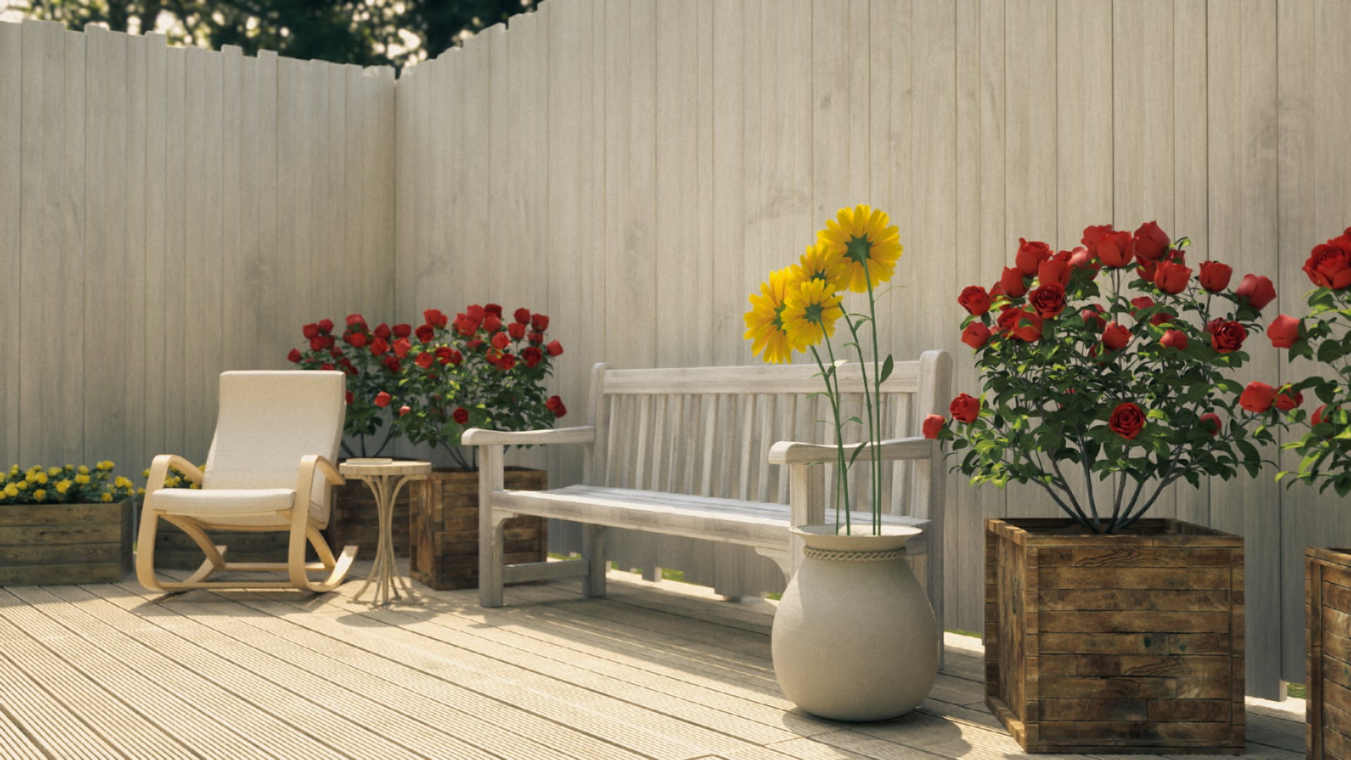 plant, flower, model, chair, nature, furniture, potted plant, 1080P, seat, arrangement, table, flower pot, freshness, wood - material, indoors, no people, HD Wallpaper