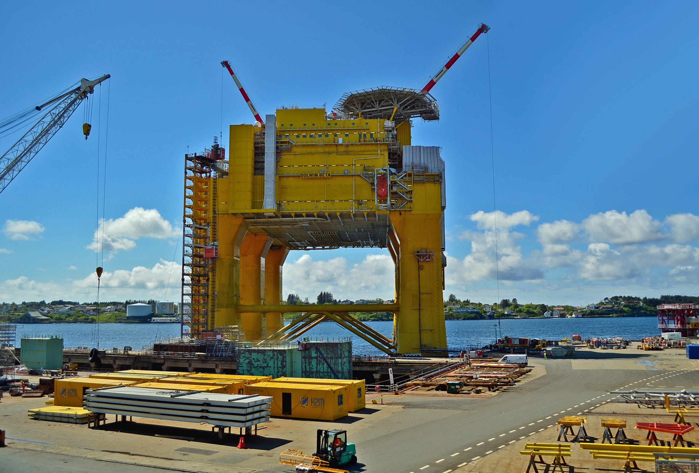 high, construction equipment, crane - construction machinery, offshore, promotion, cloud - sky, petrol, Oil Rig, development, lake, charge, large, motor vehicle, HD Wallpaper