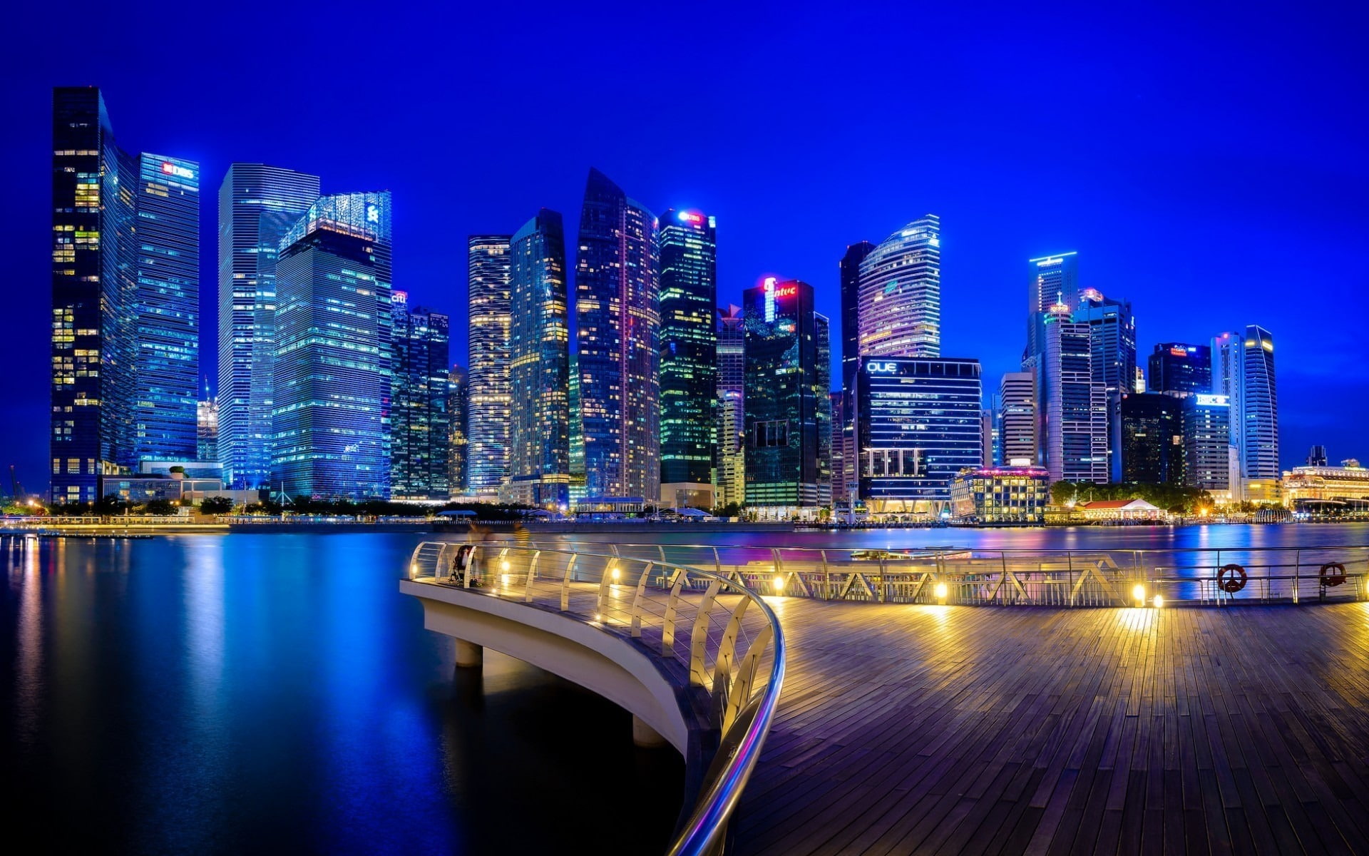 water, waterfront, wallpape, 1080P, architecture, tall - high, office building exterior, no people, landscape, towers, building exterior, sky, cityscape, HD Wallpaper