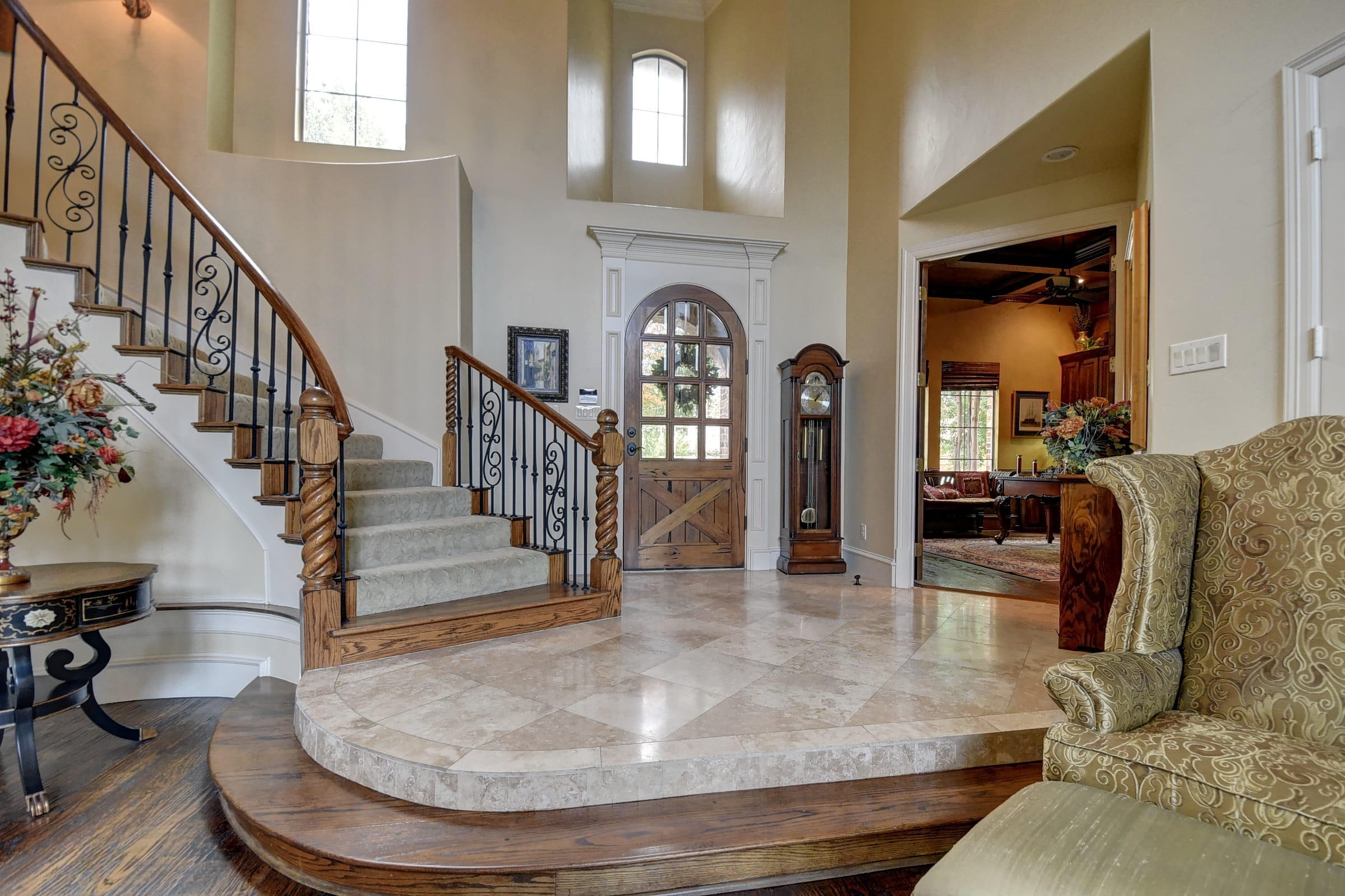 window, home interior, no people, entrance hall, entrance, Staircase, design, modern, door, railing, house, wealth, closed, near, steps and staircases, HD Wallpaper