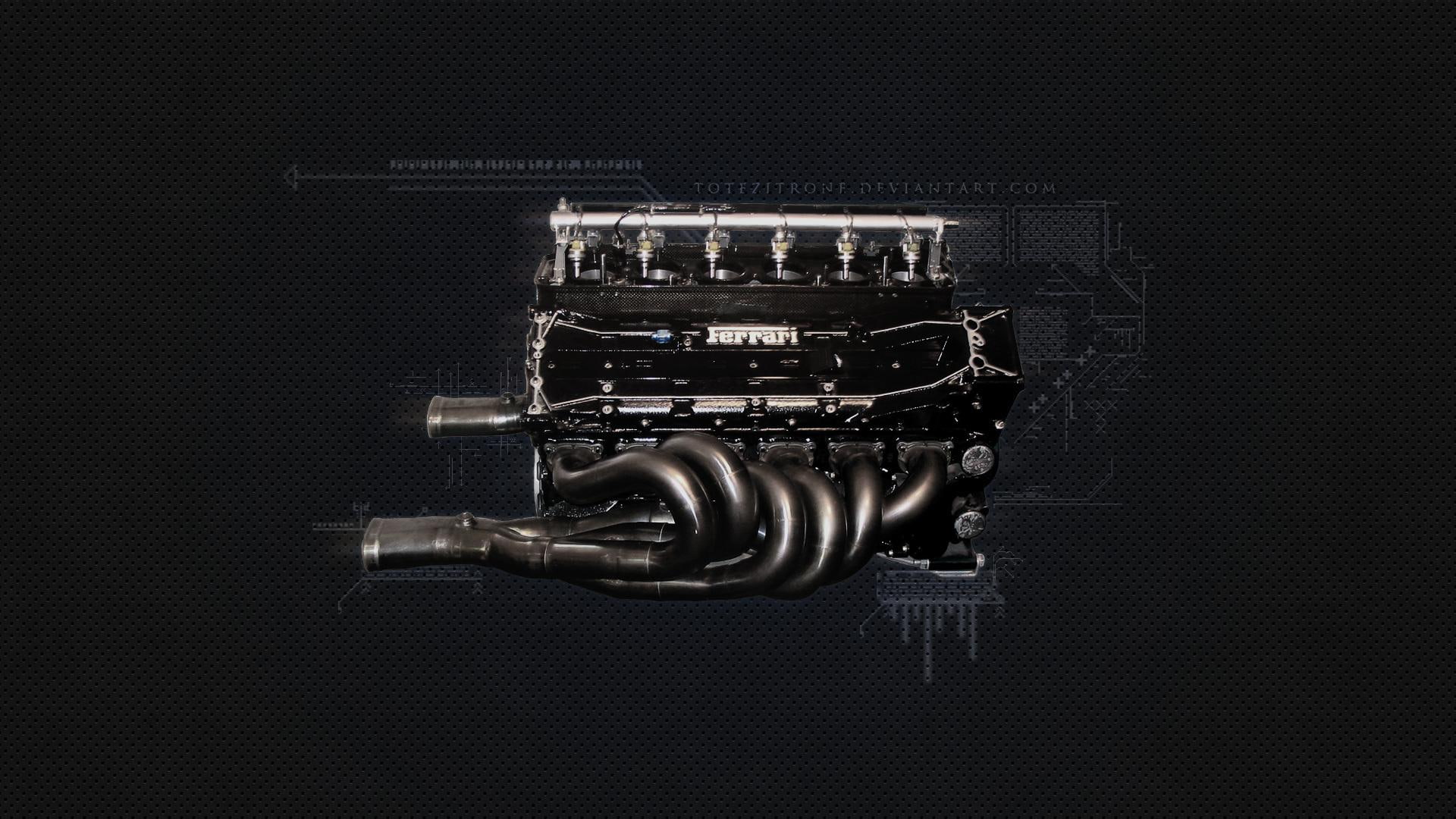engine, 1920x1080, 1080P, steel, cars, ferrari, stainless, ornaments, HD Wallpaper