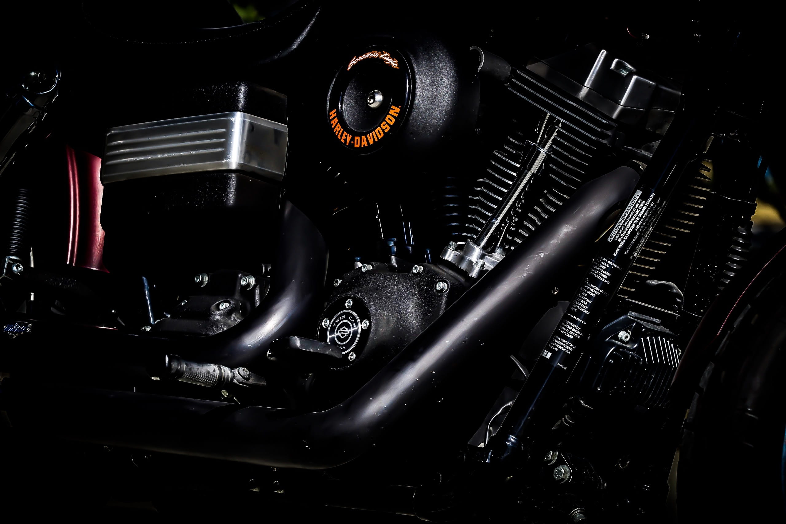 arts culture and entertainment, mode of transportation, Harley, still life, connection, full frame, technology, Engine, motor vehicle, 2K, silver colored, HD Wallpaper
