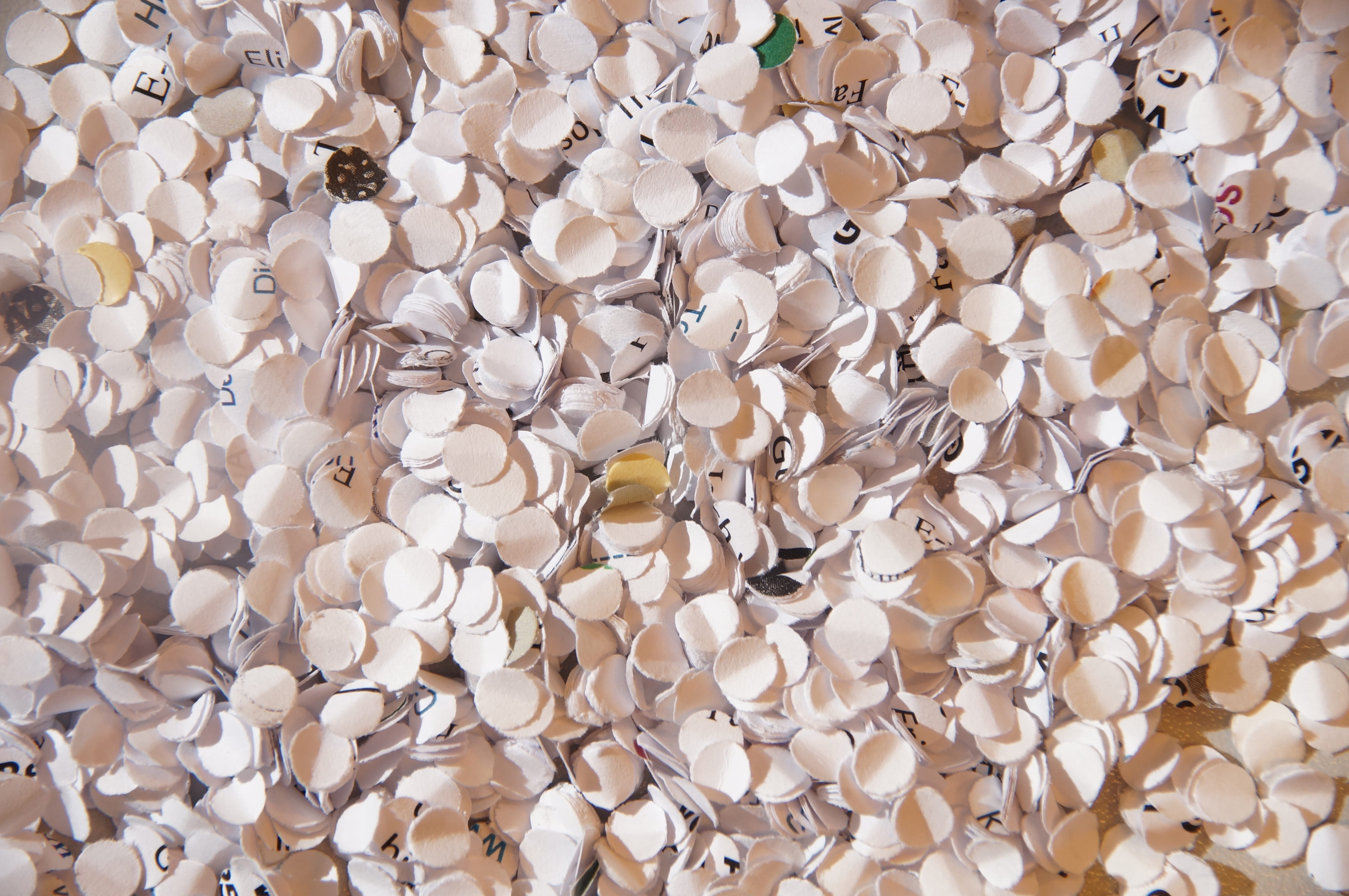 shredded paper, old, punching, shell, directly above, white color, pile, snippets, no people, celebration, shredder, nature, 4K, design, large group of objects, HD Wallpaper