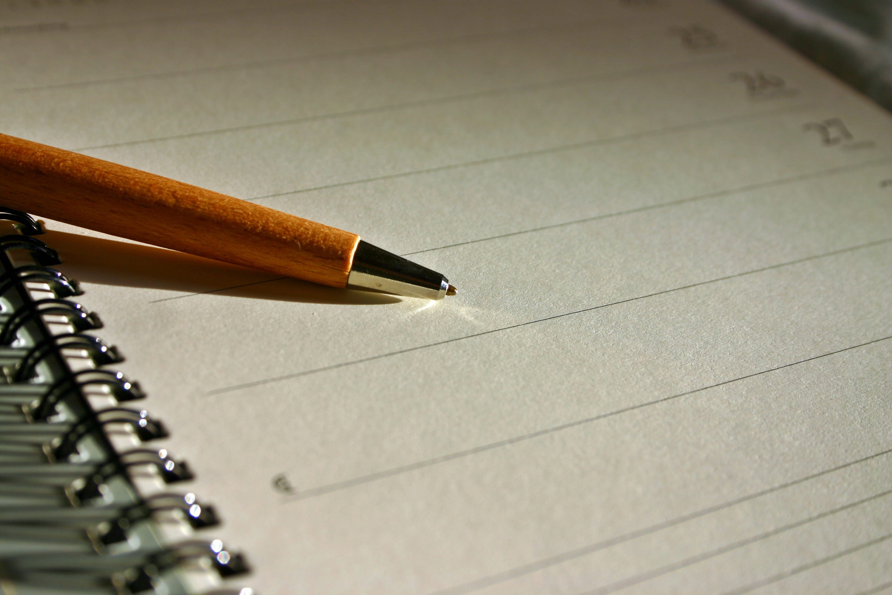 pencil, opened, studio shot, date, writing tool, lined, text, day, save to list, Pen, business, nib, ink, page, copy space, coolie, still life, note Pad, HD Wallpaper