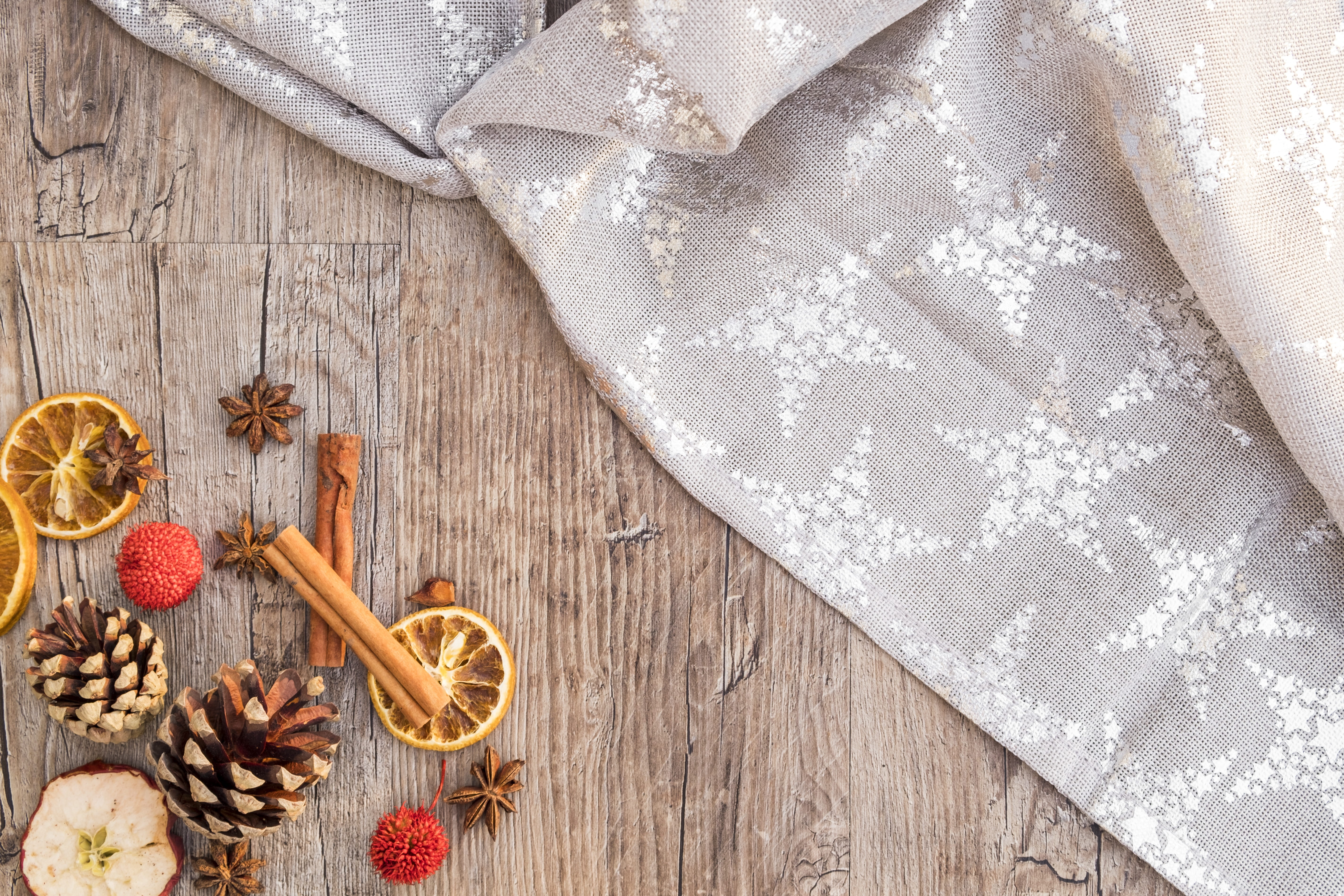 poinsettia, advent, pine cones, cinnamon sticks, greeting card, nut, studio shot, apple, no people, wood - material, deco, wellbeing, food, 5K, christmas, HD Wallpaper