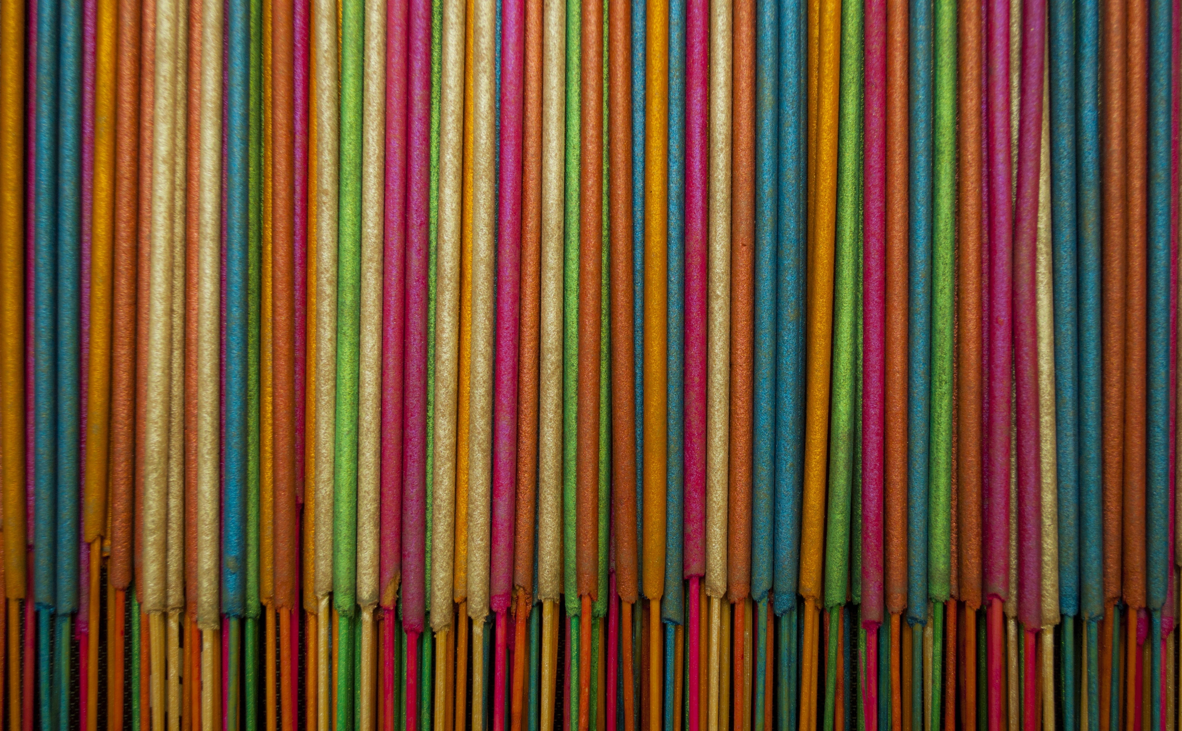 woven, pattern, art and craft, textured, material, sticks, variation, Colorful, 4K, full frame, no people, fragrance, indoors, studio shot, large group of objects, HD Wallpaper