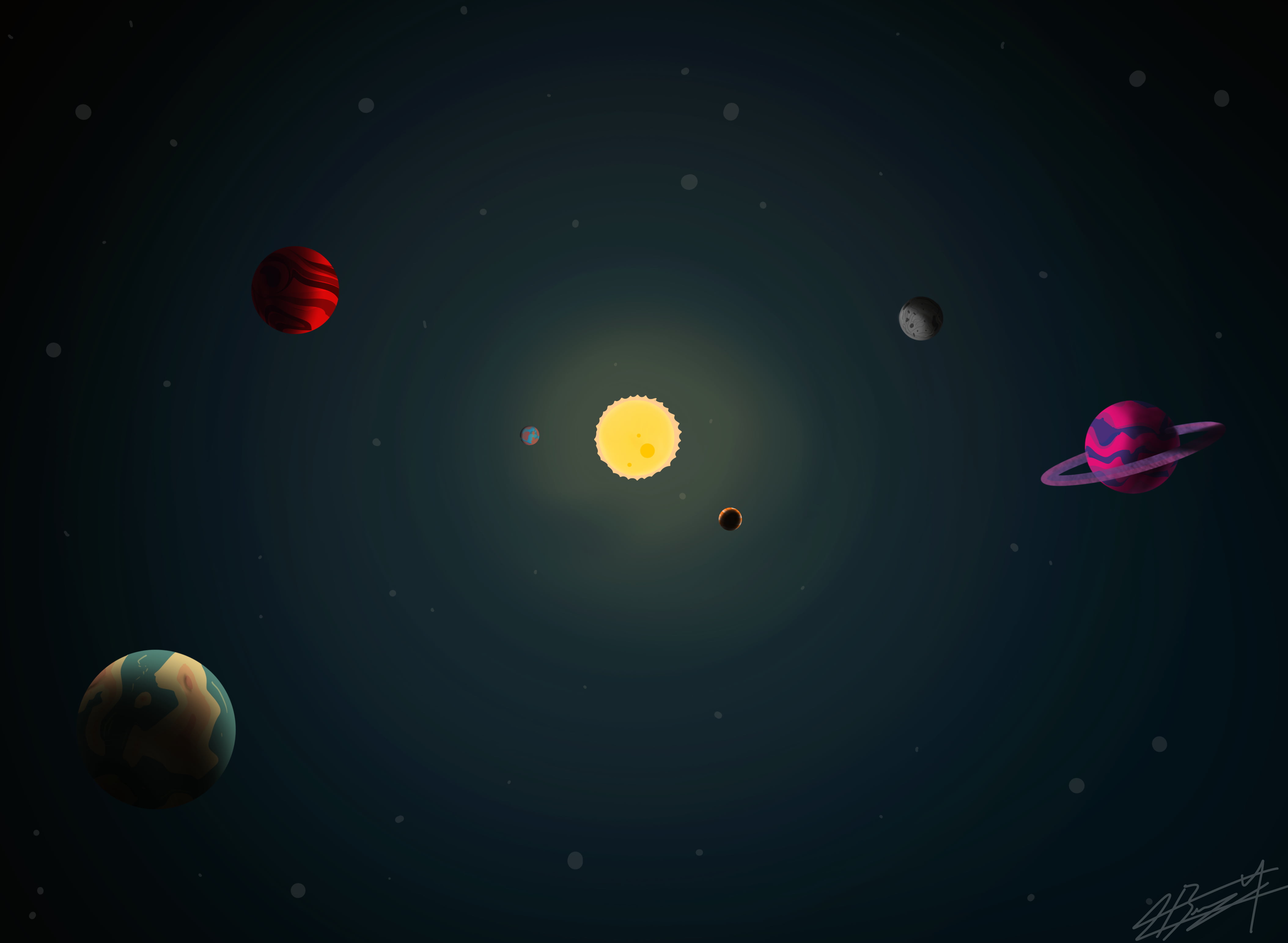 iPad, Art Deco, 4K, planet, drawing, space, HD Wallpaper