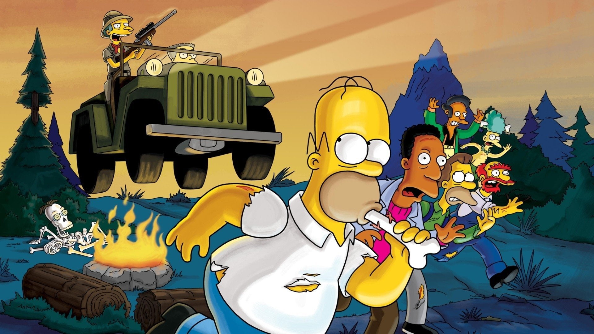 1080P, Waylon Smithers, Lenny Leonard, Willie (The Simpsons), The Simpsons, Carl Carlson, Monty Burns, Apu Nahasapeemapetilon, Homer Simpson, HD Wallpaper