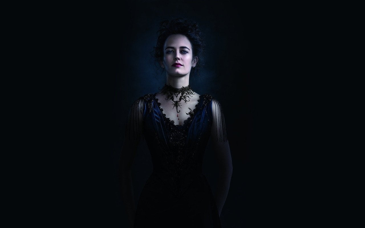 portrait, front view, studio shot, looking at camera, 720P, fashion, Eva Green, waist up, standing, contemplation, adult, beautiful woman, dark, hairstyle, HD Wallpaper