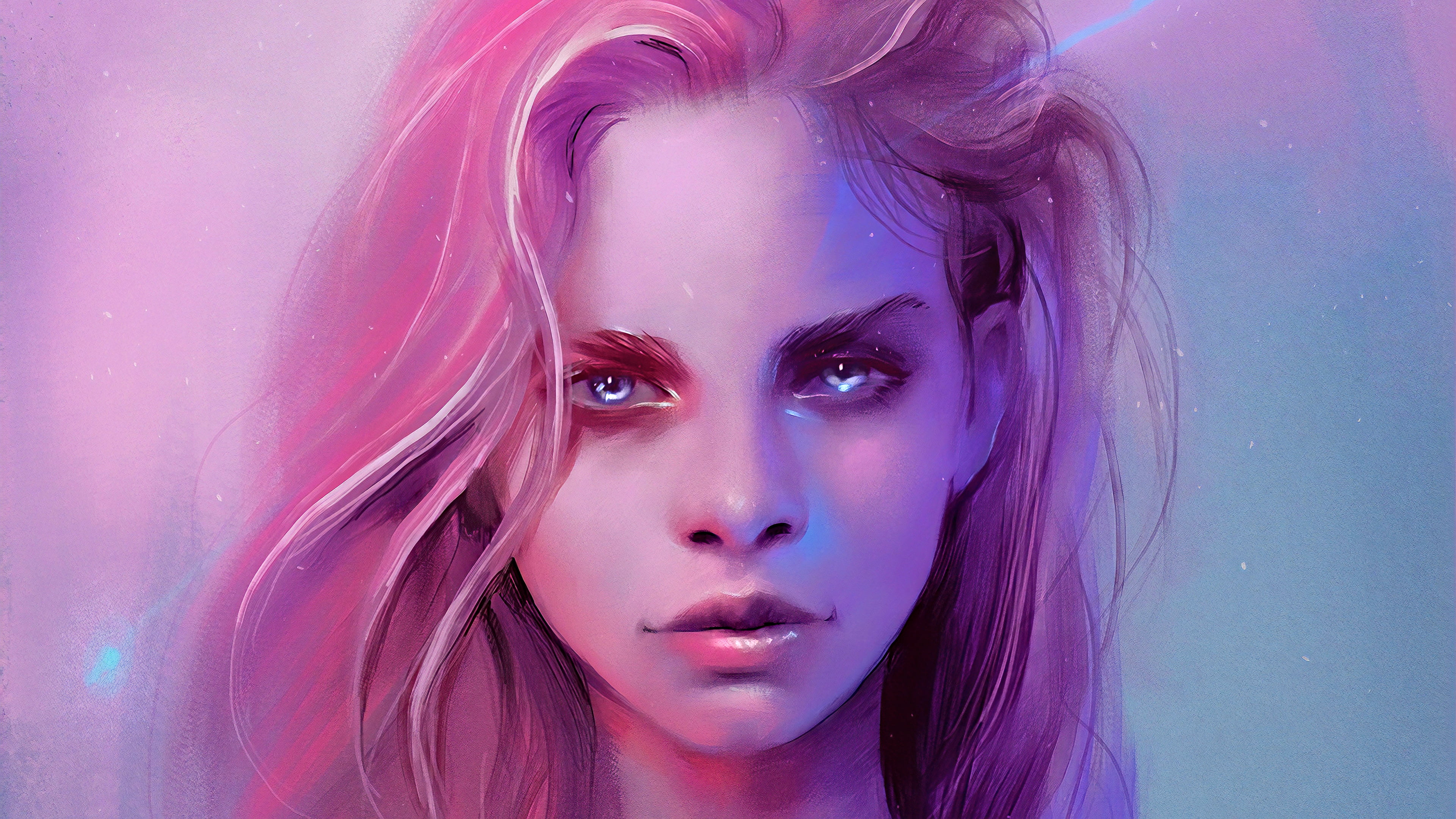 4K, artwork, CGI, 3D, science fiction, women, fantasy art, futuristic, fan art, cyber, cyberpunk, portrait, digital art, face, concept art, HD Wallpaper