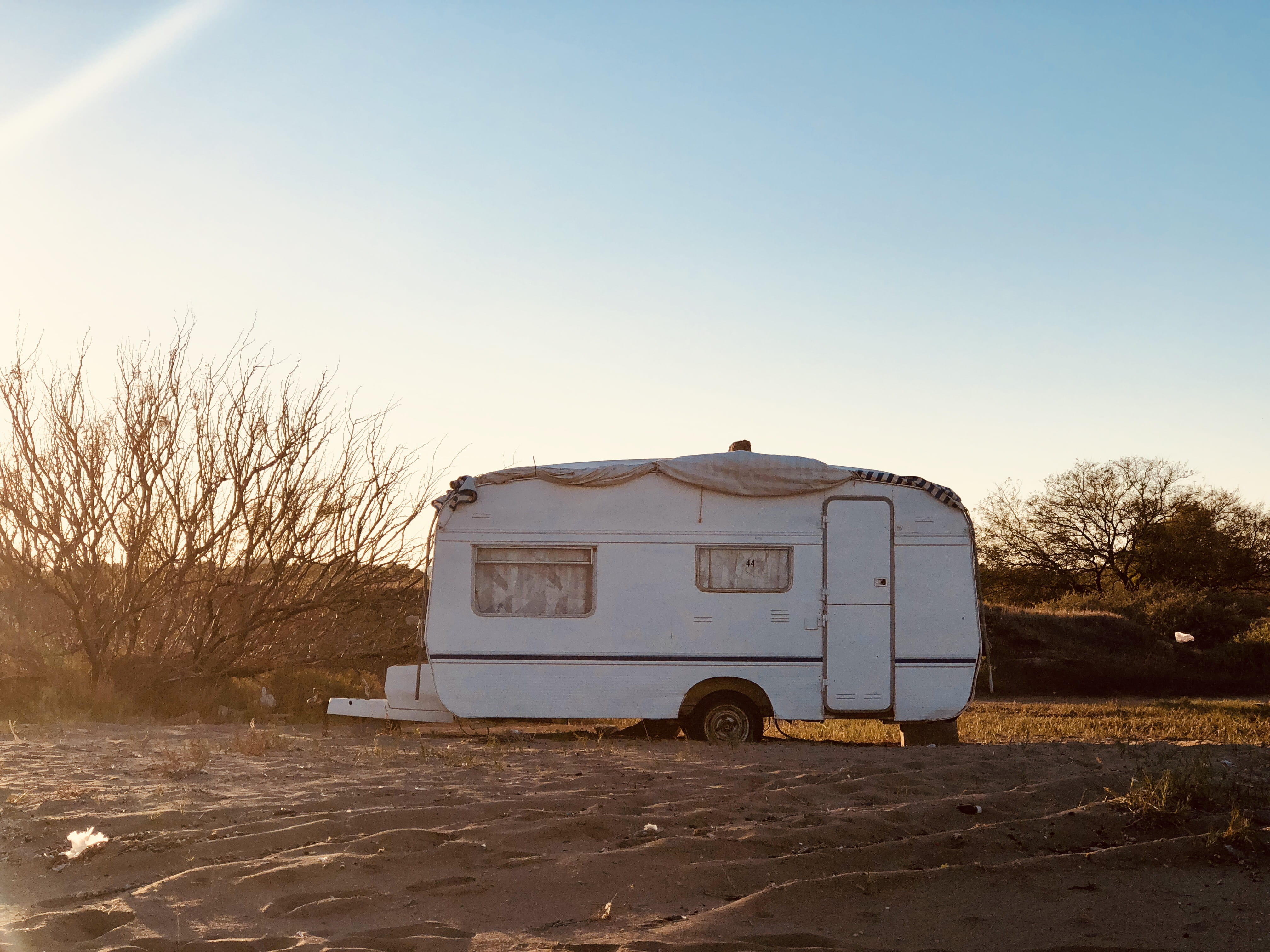 watercraft, vessel, landscape, clear sky, camper, land vehicle, wall, stationary, cold temperature, plant, snow, sky, land, sunlight, copy space, building, HD Wallpaper