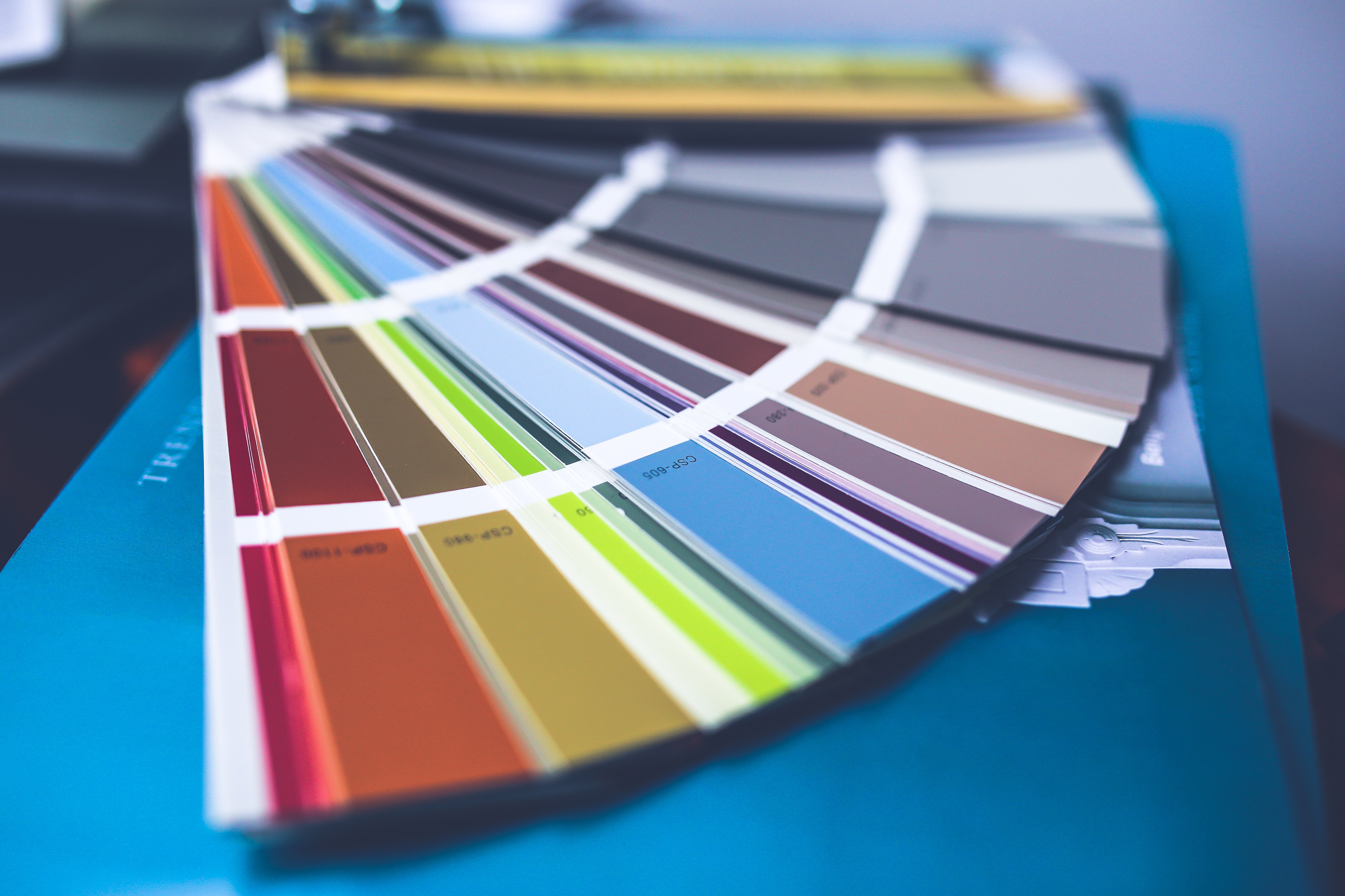 5K, color Swatch, close-up, creativity, paint, focus on foreground, finance, business, color, wall painting, table, no people, craft, paper, design, choice, HD Wallpaper